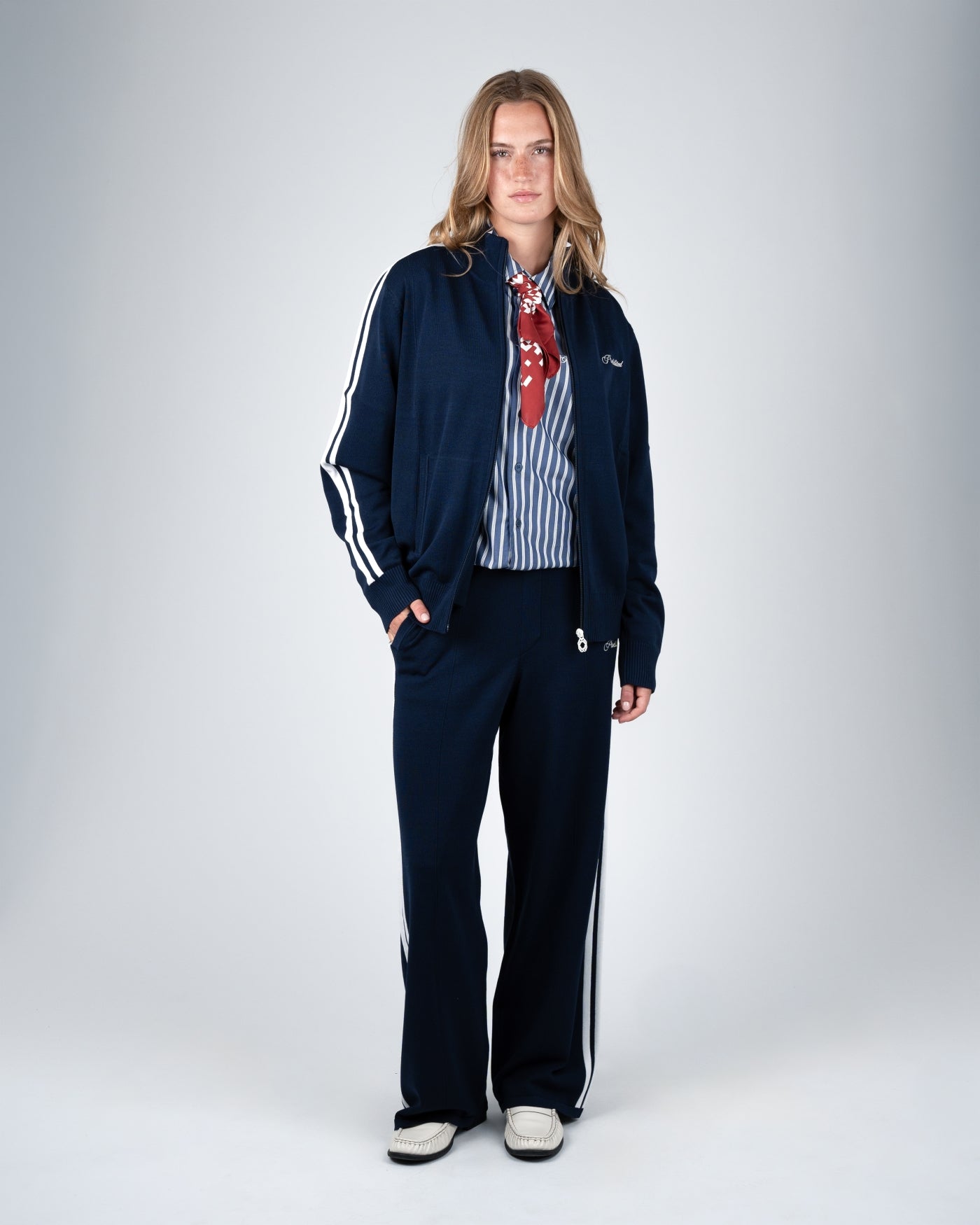 Varsity Knitted Trackjacket | Navy