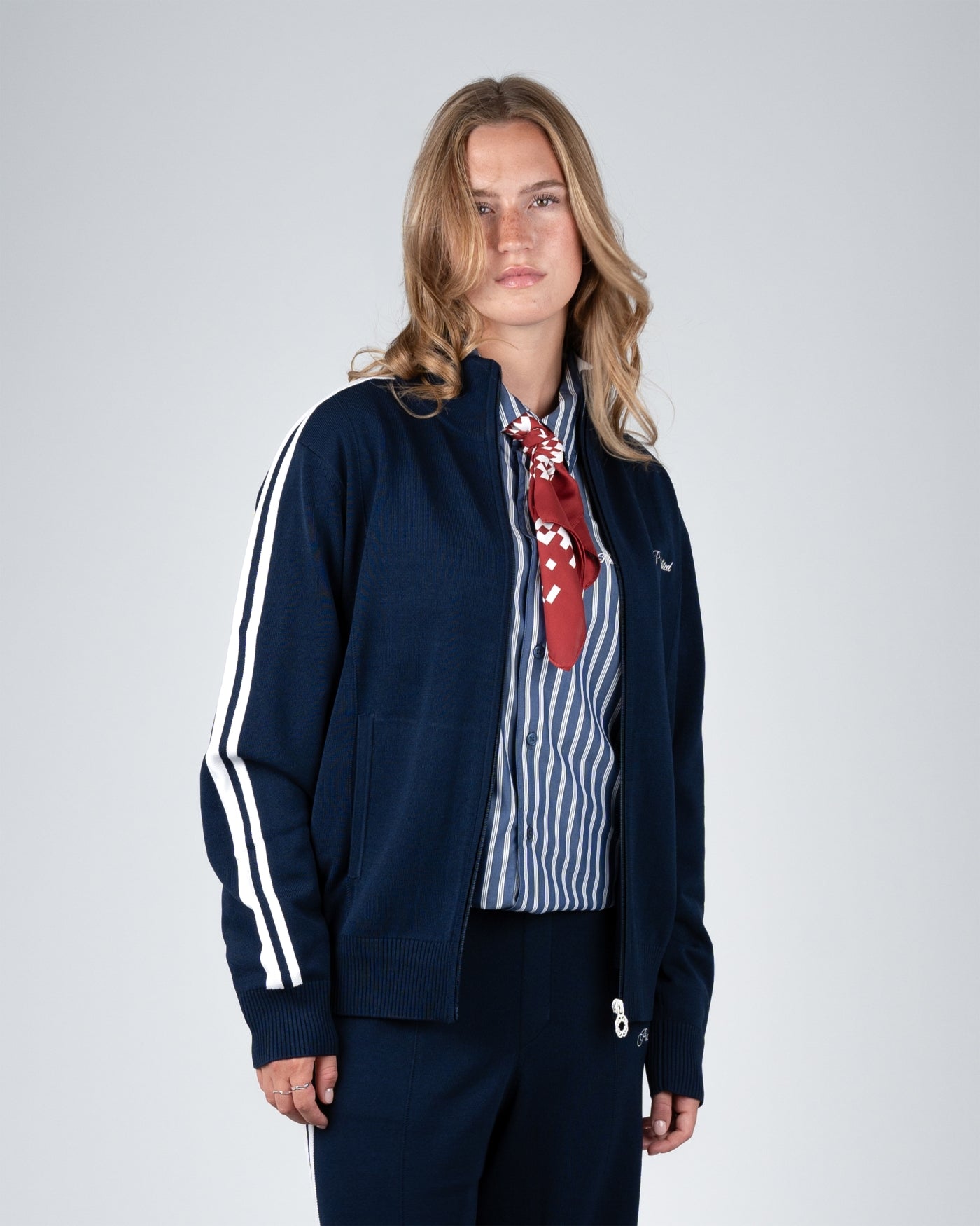 Varsity Knitted Trackjacket | Navy