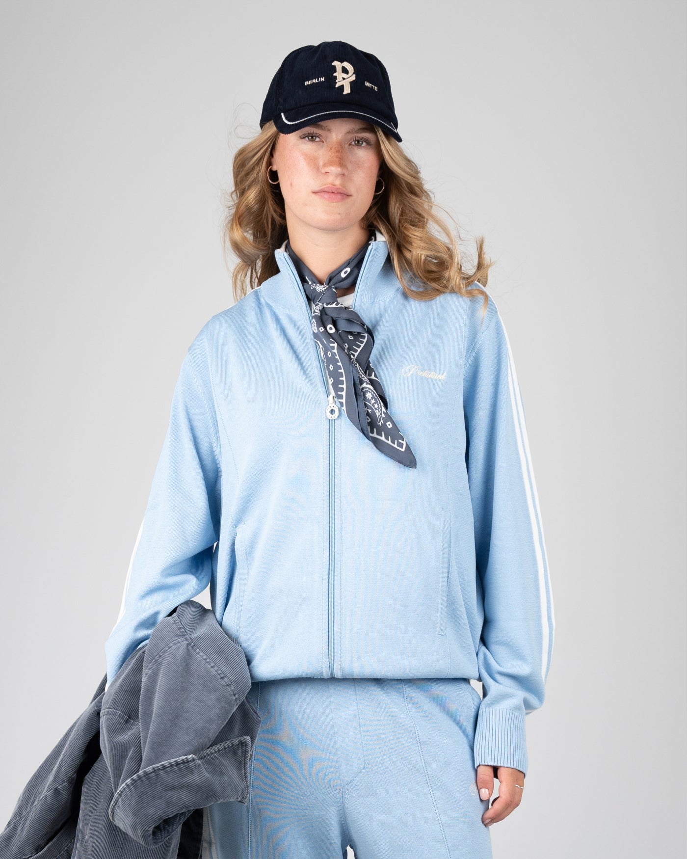 Varsity Knitted Trackjacket | Light Blue