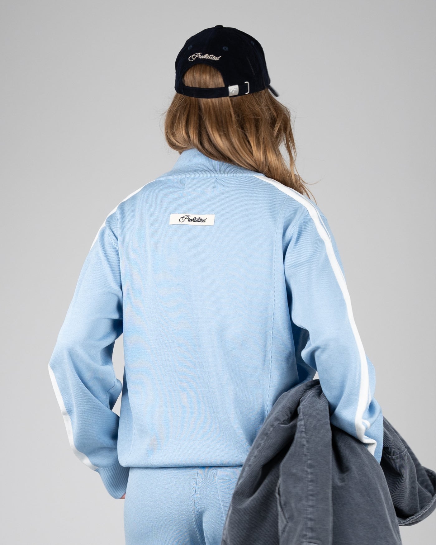 Varsity Knitted Trackjacket | Light Blue