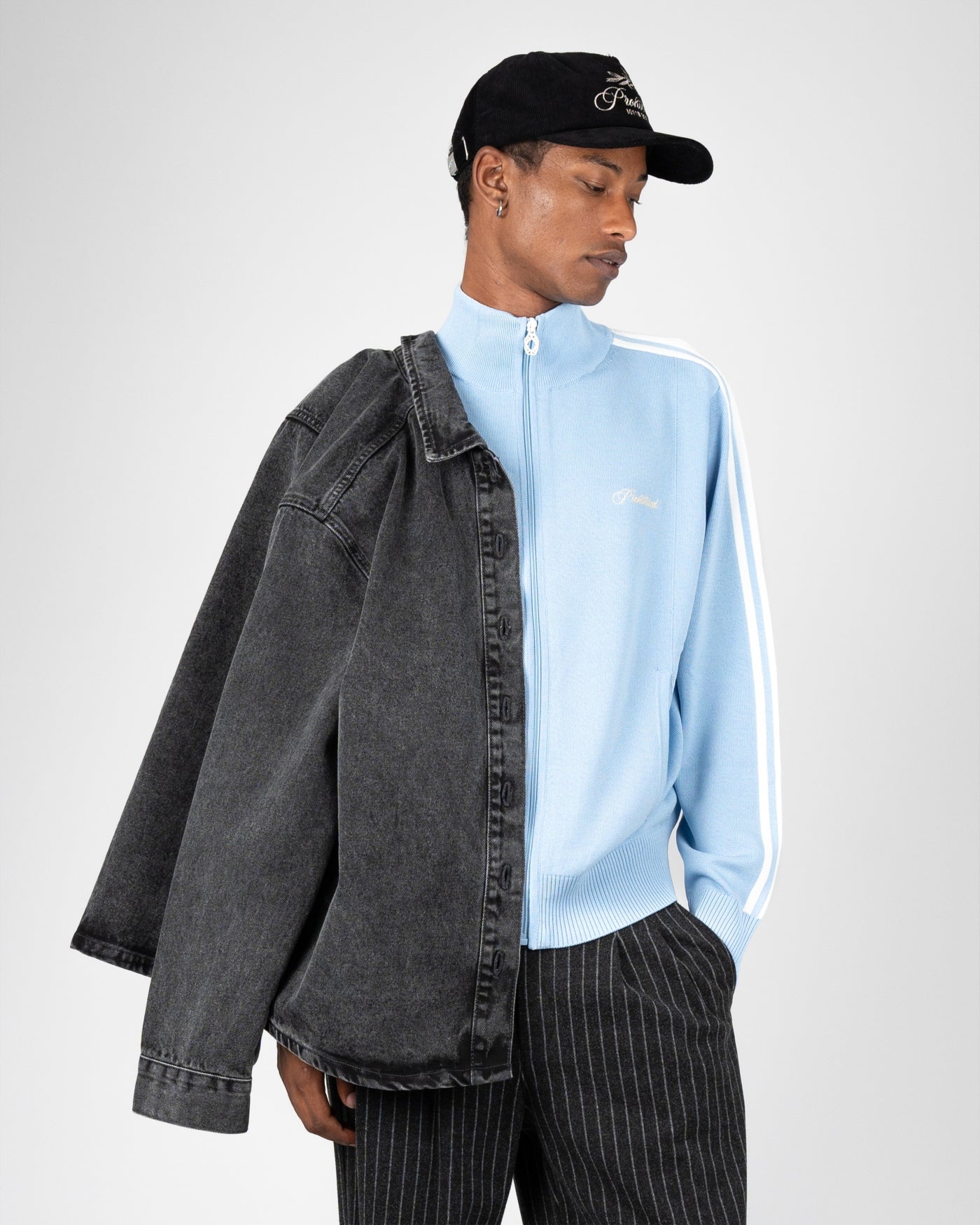 Varsity Knitted Trackjacket | Light Blue