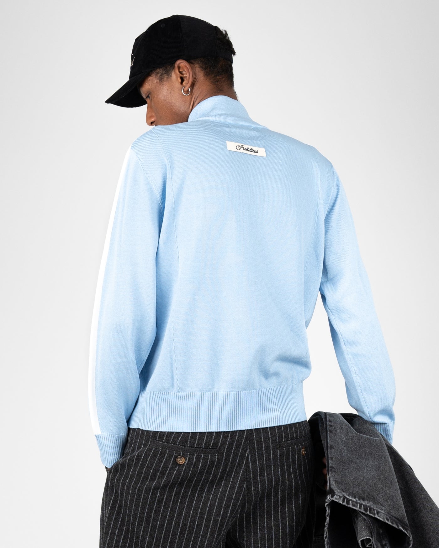 Varsity Knitted Trackjacket | Light Blue