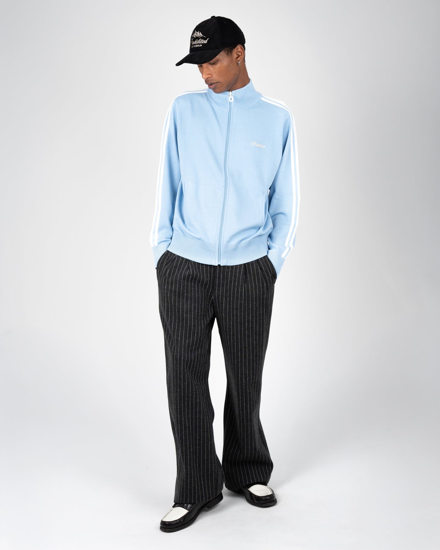 Varsity Knitted Trackjacket | Light Blue