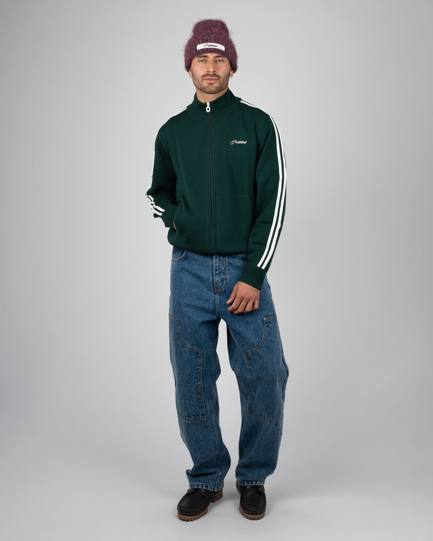 Varsity Knitted Trackjacket | Dark Green