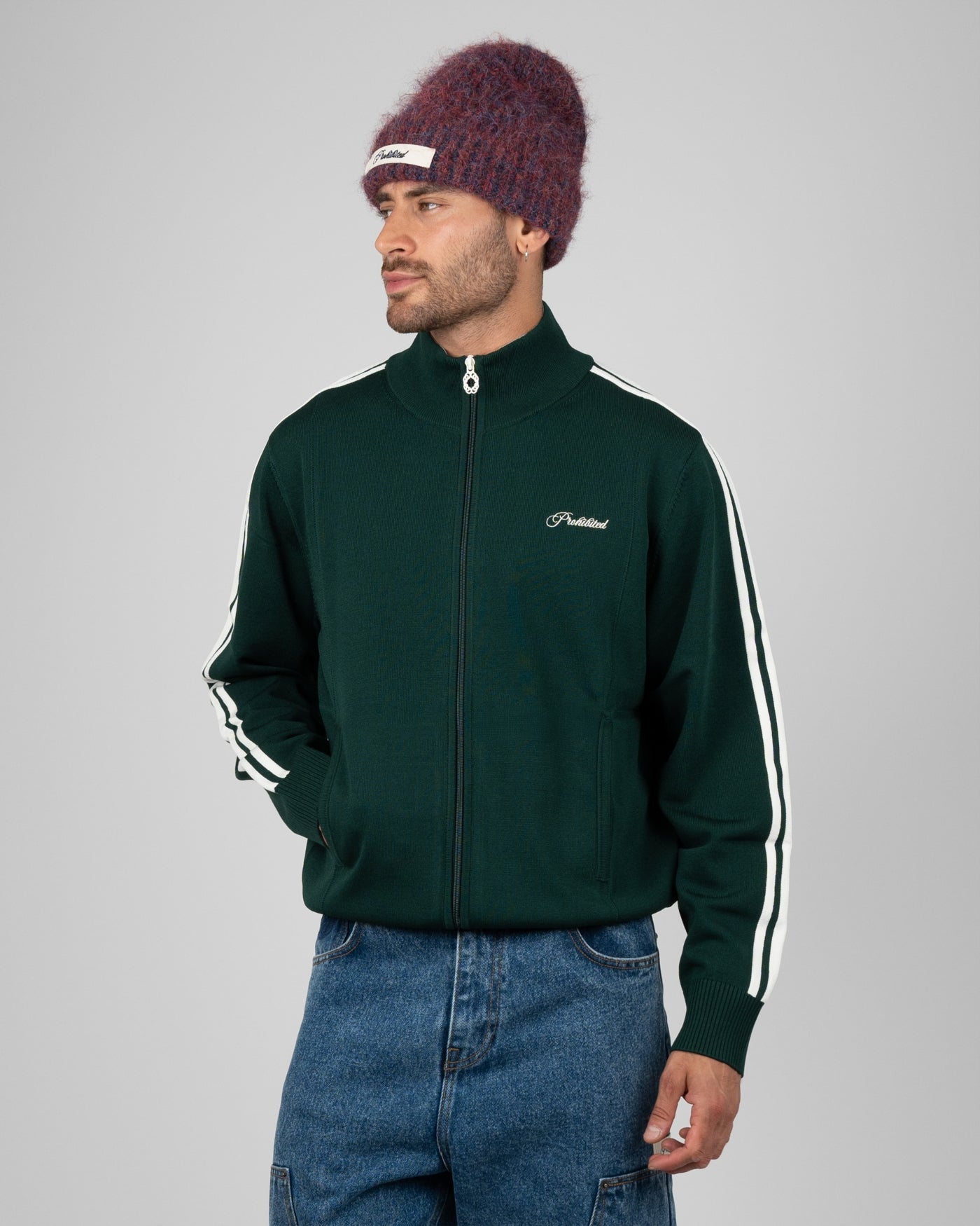 Varsity Knitted Trackjacket | Dark Green
