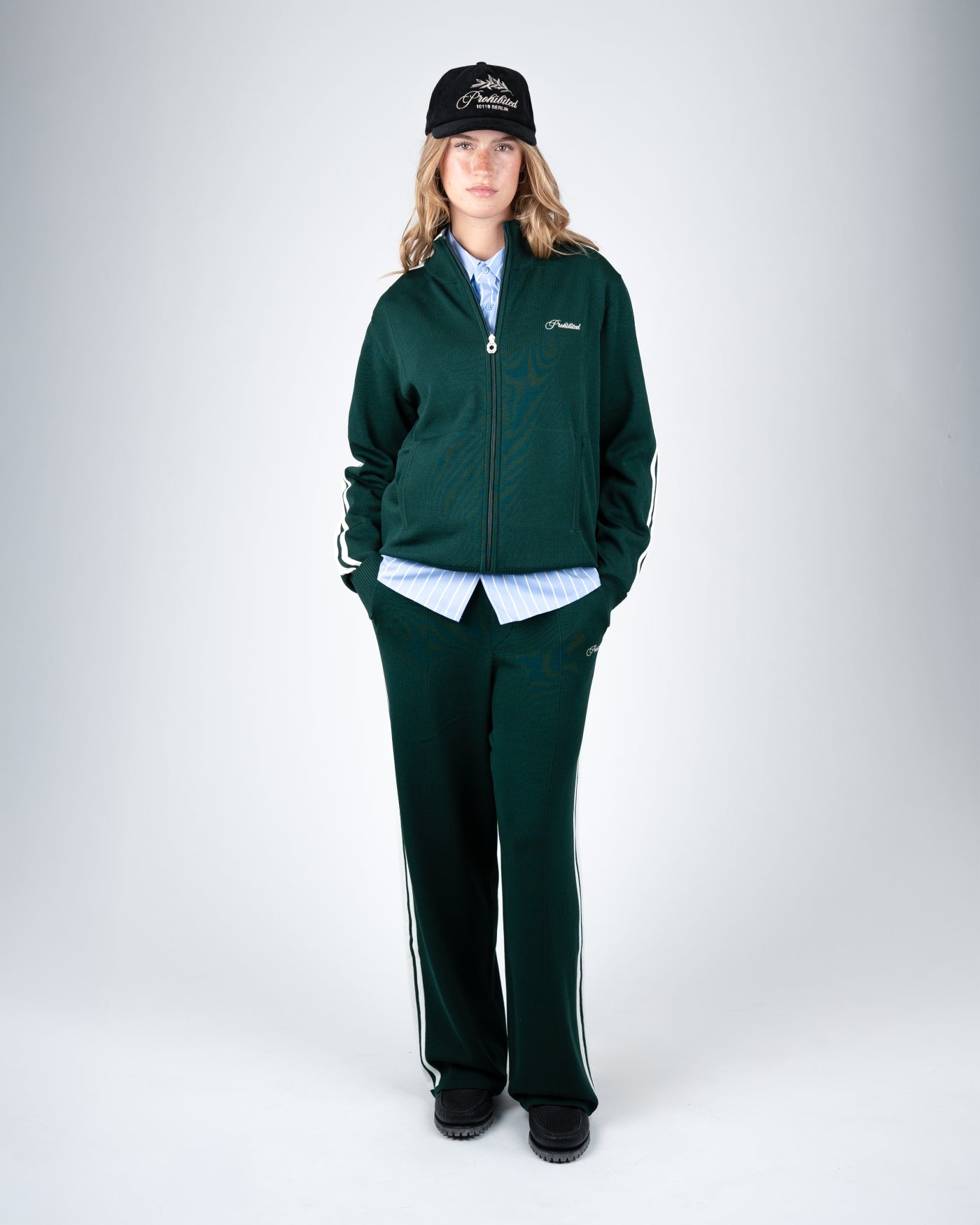 Varsity Knitted Trackjacket | Dark Green