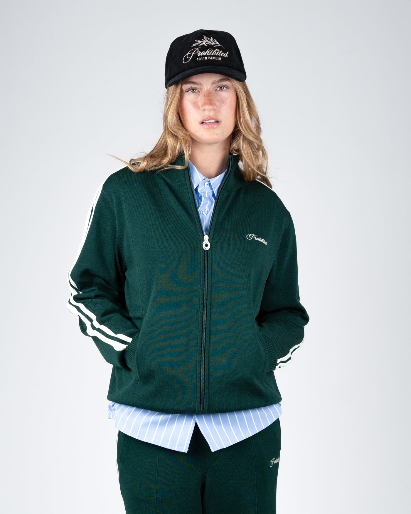 Varsity Knitted Trackjacket | Dark Green