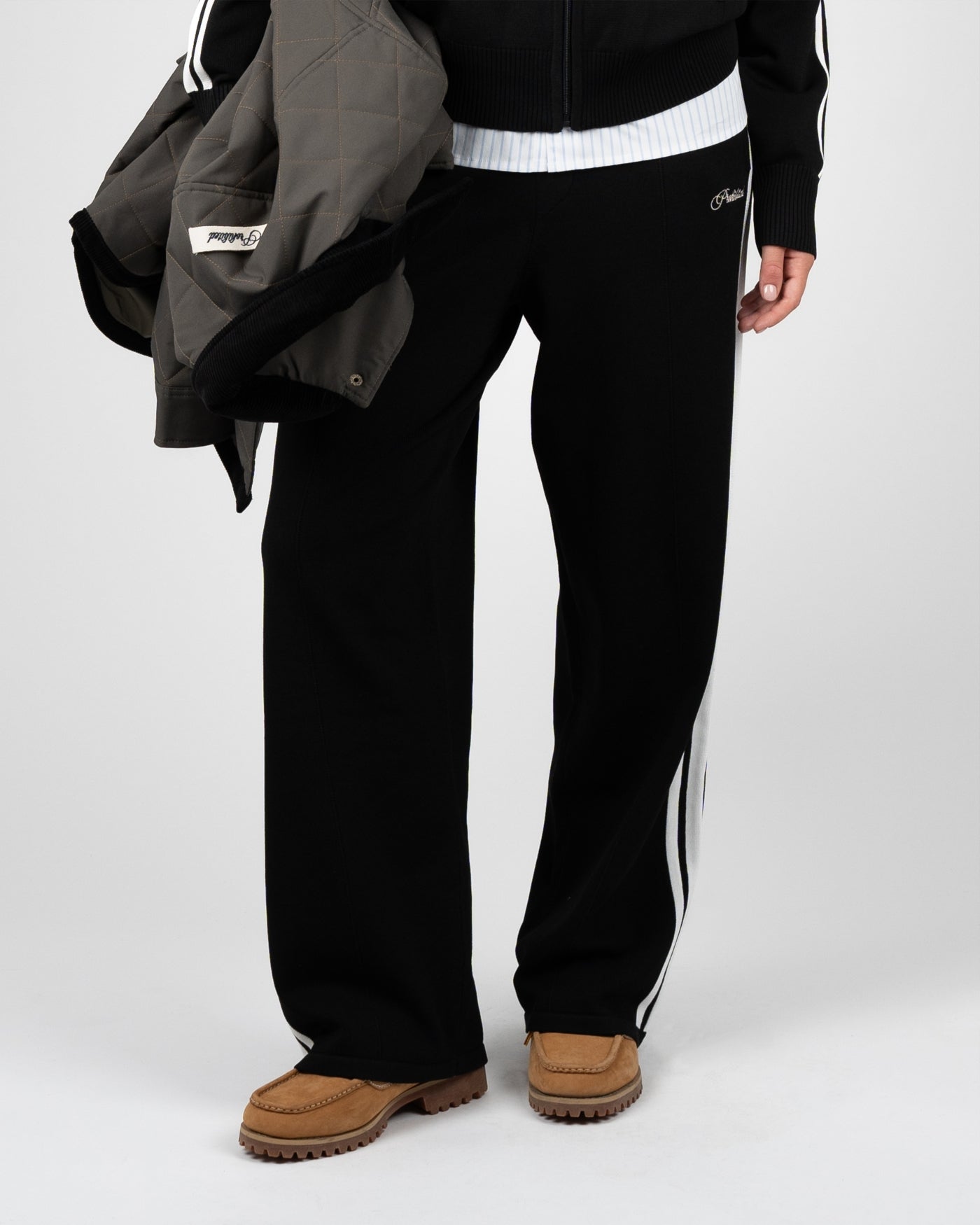 Varsity Knitted Trackpants | Black