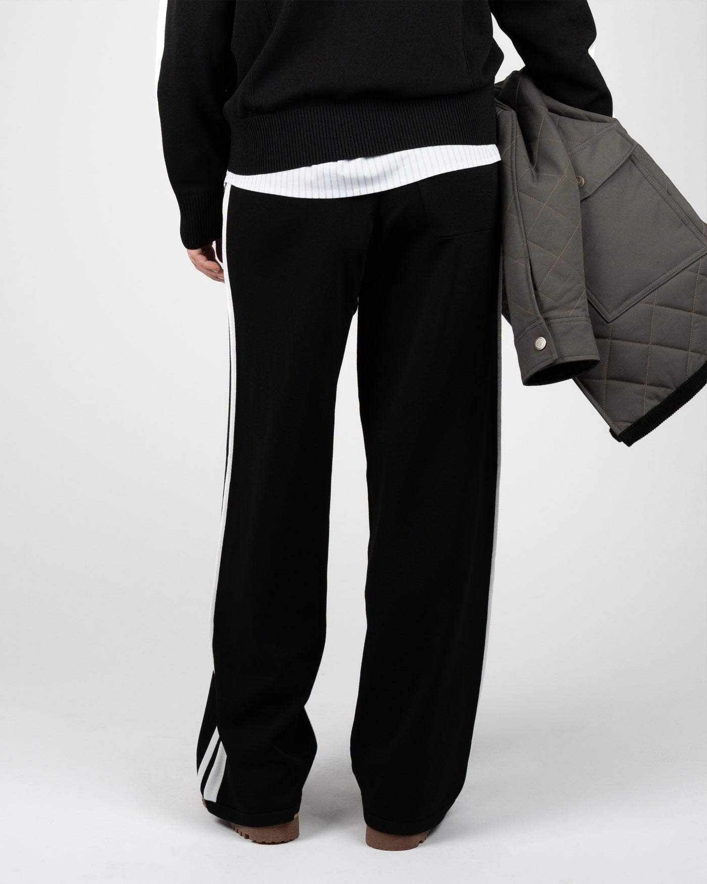 Varsity Knitted Trackpants | Black
