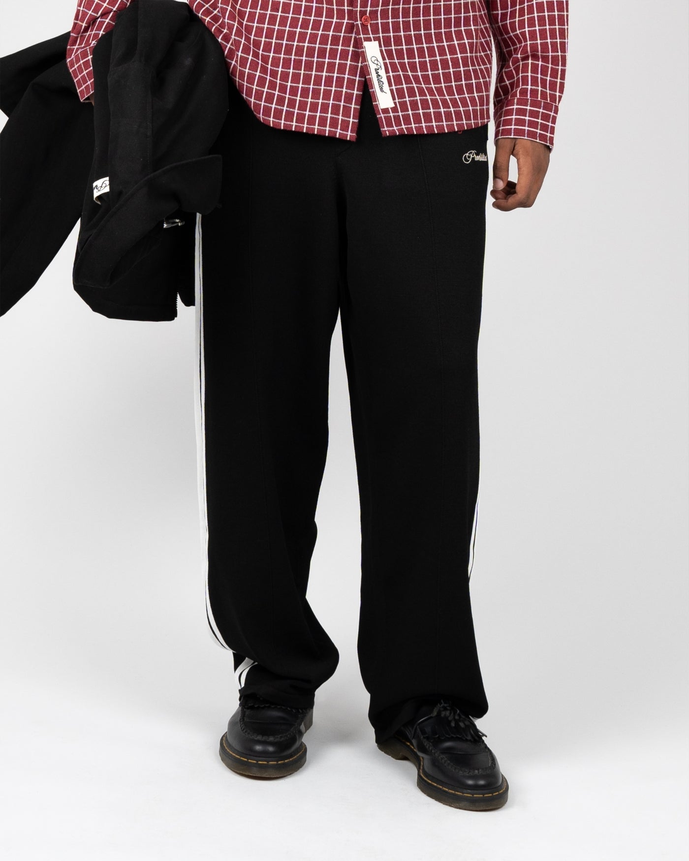 Varsity Knitted Trackpants | Black
