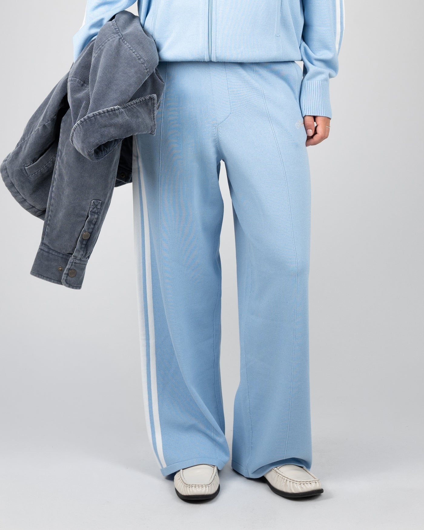 Varsity Knitted Trackpants | Light Blue