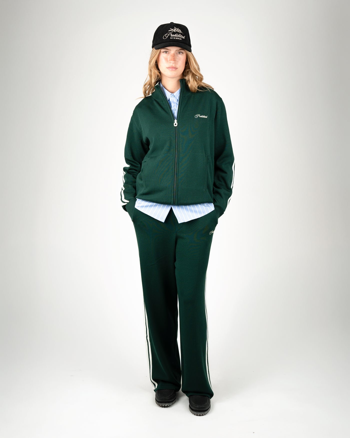 Varsity Knitted Trackpants | Dark Green