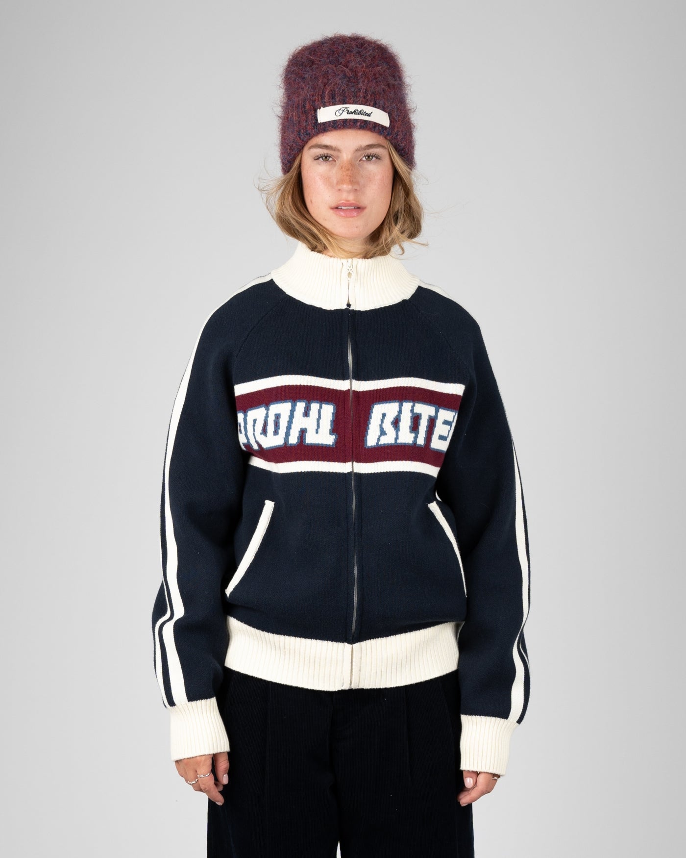 Letterman Knit Jacket | Navy