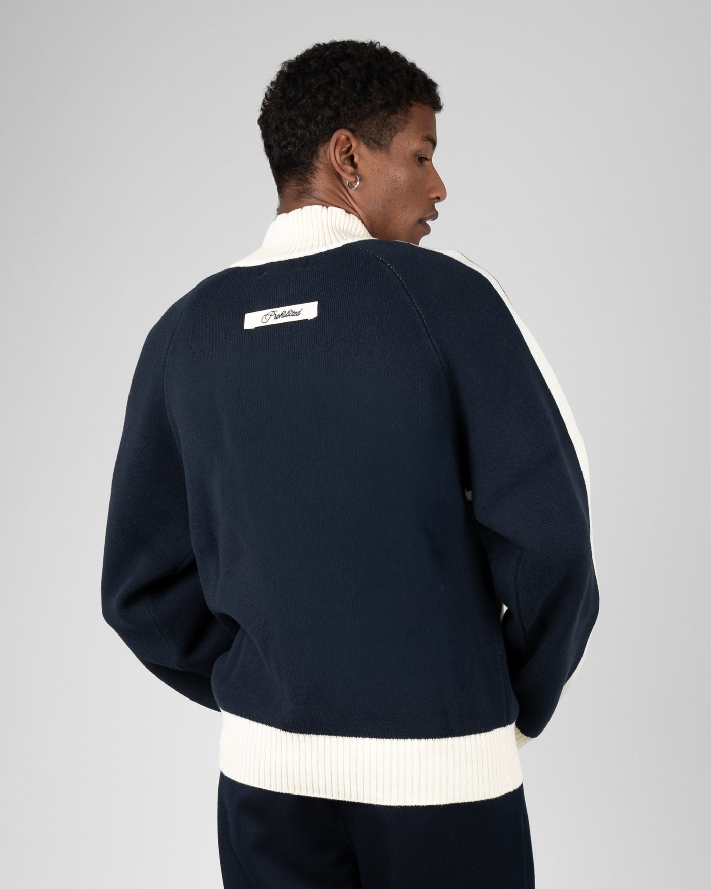 Letterman Knit Jacket | Navy
