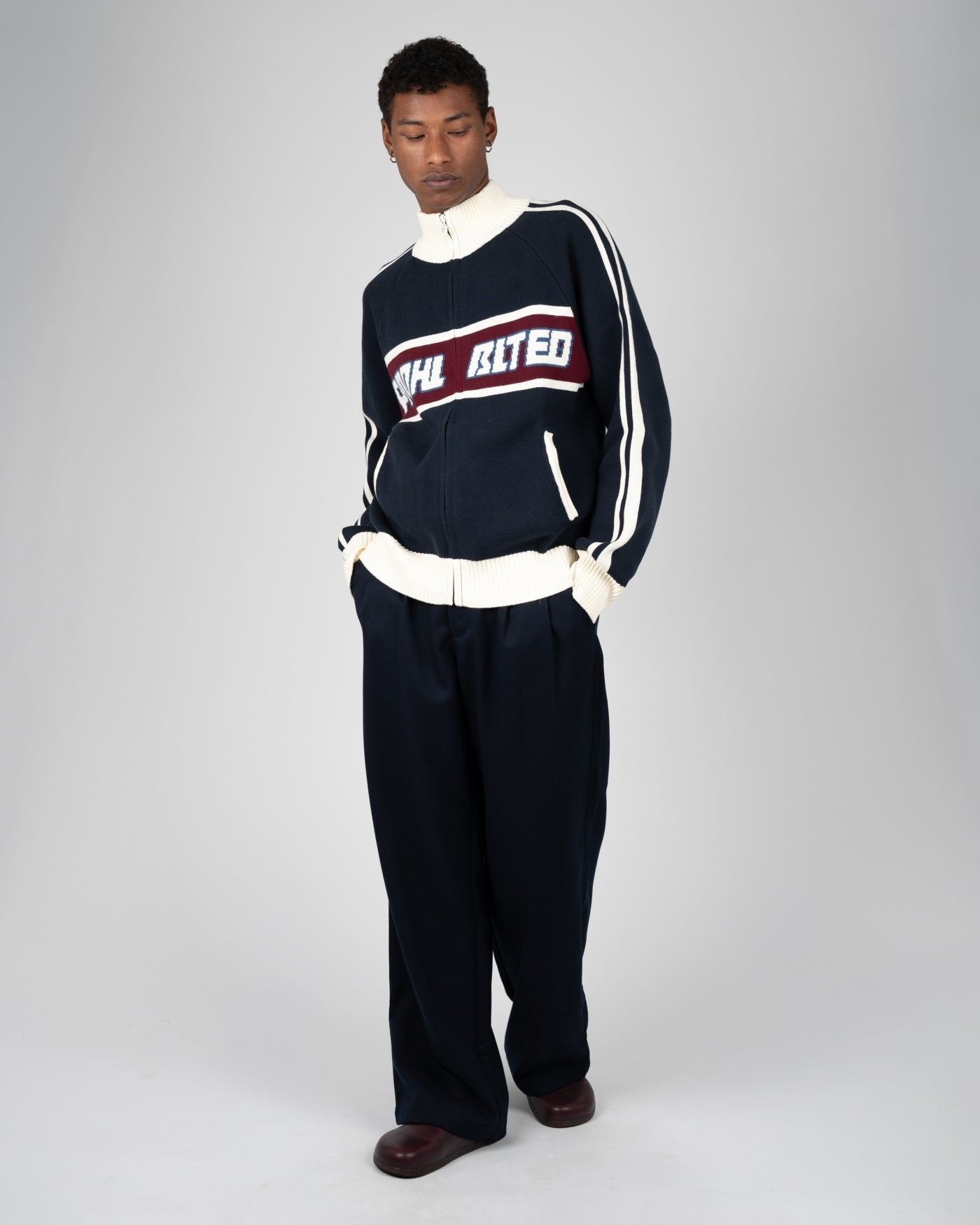 Letterman Knit Jacket | Navy
