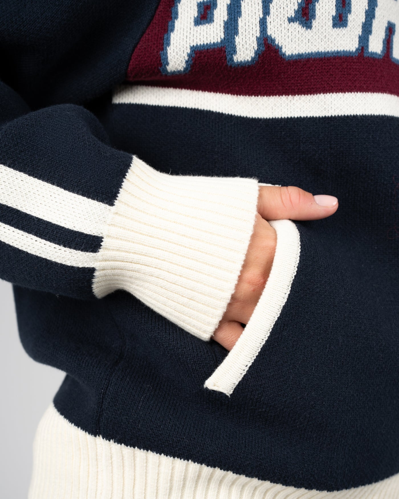 Letterman Knit Jacket | Navy