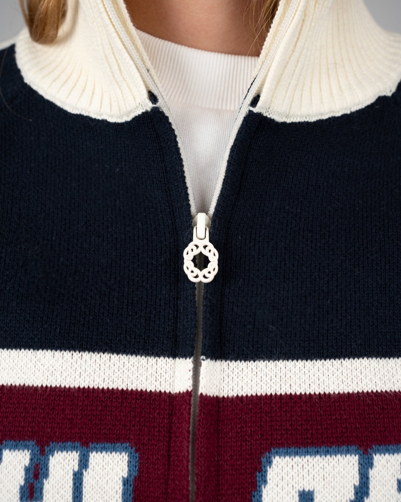 Letterman Knit Jacket | Navy