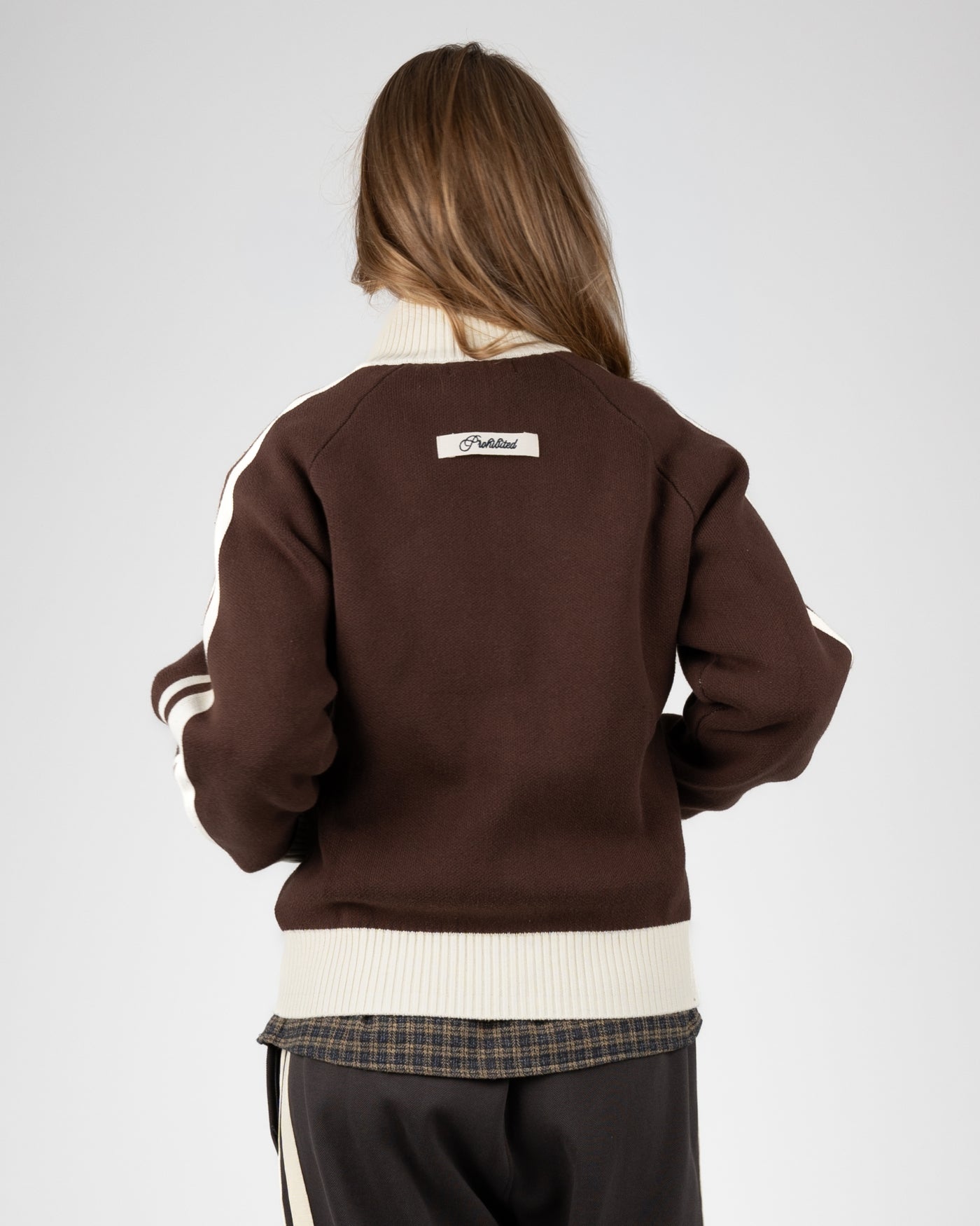 Letterman Knit Jacket | Brown