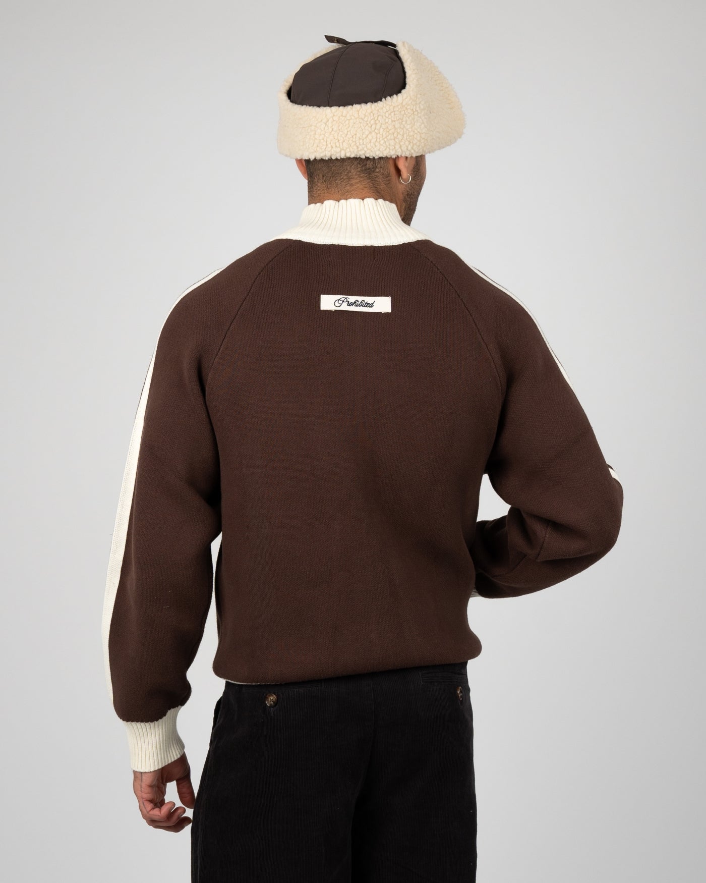 Letterman Knit Jacket | Brown