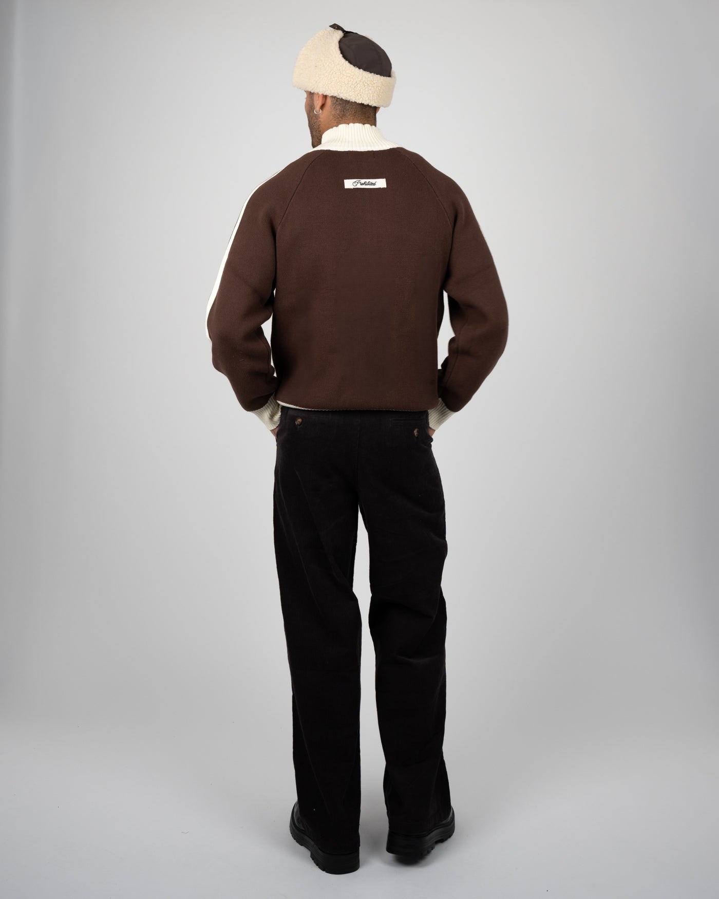 Letterman Knit Jacket | Brown