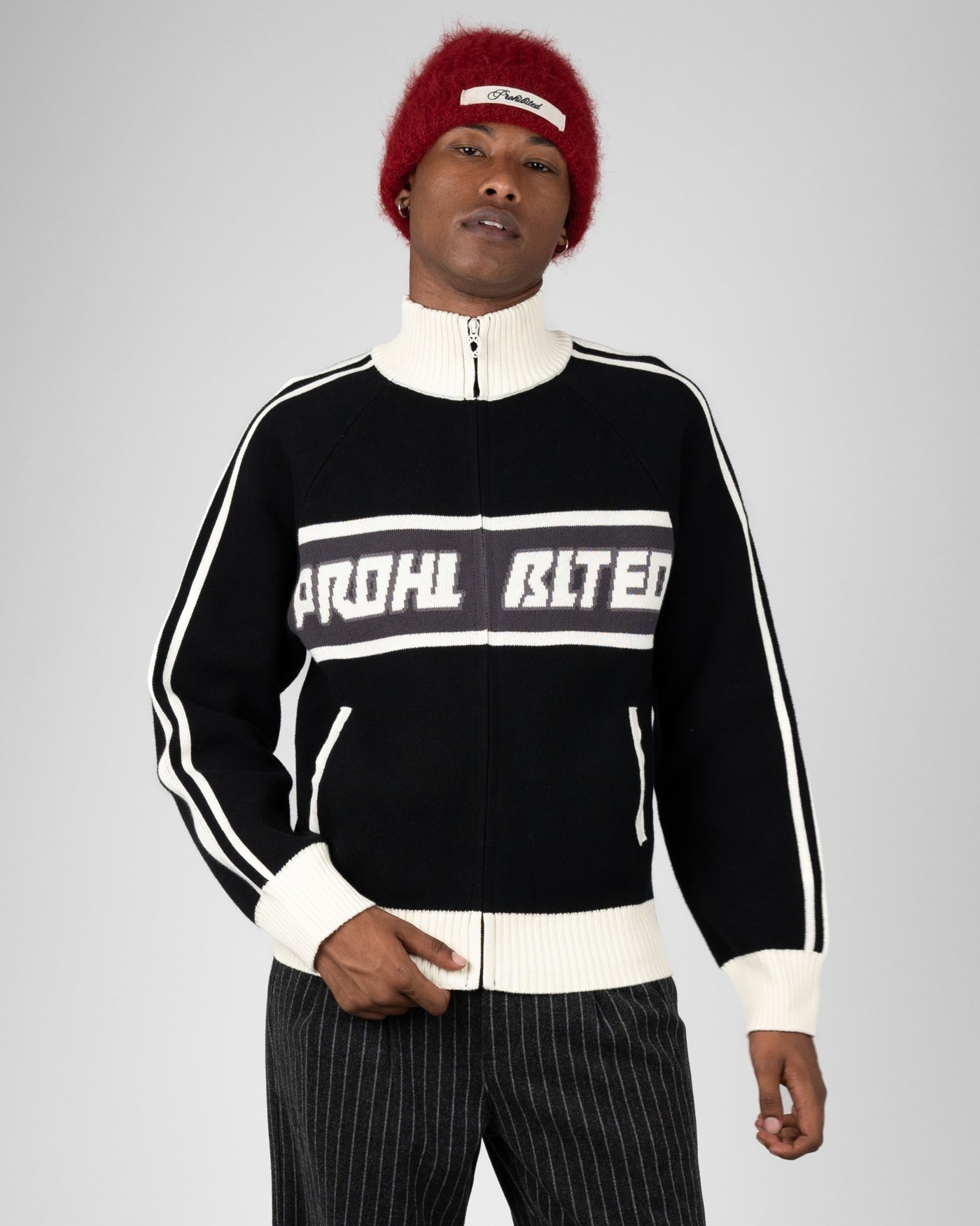 Letterman Knit Jacket | Black