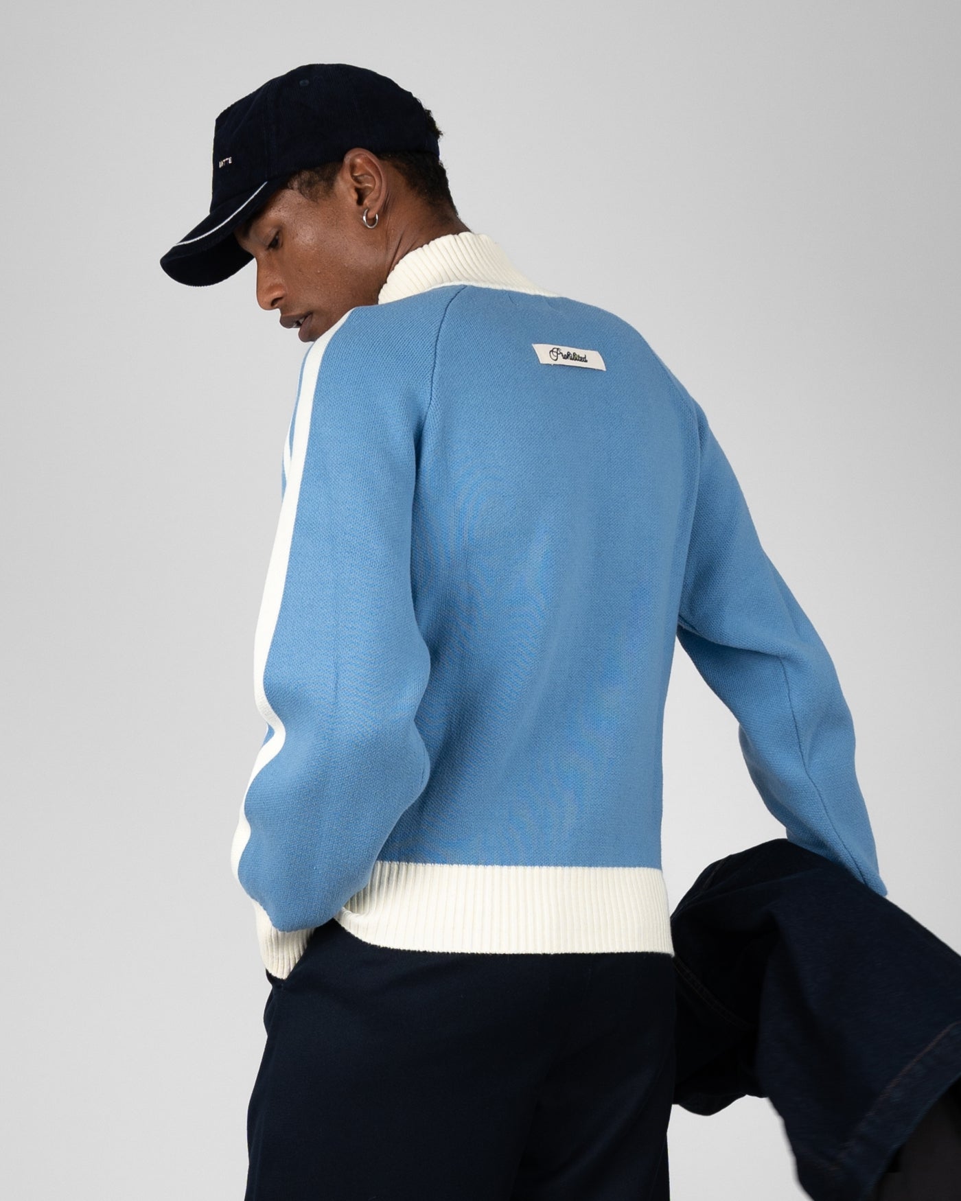 Letterman Knit Jacket | Light Blue