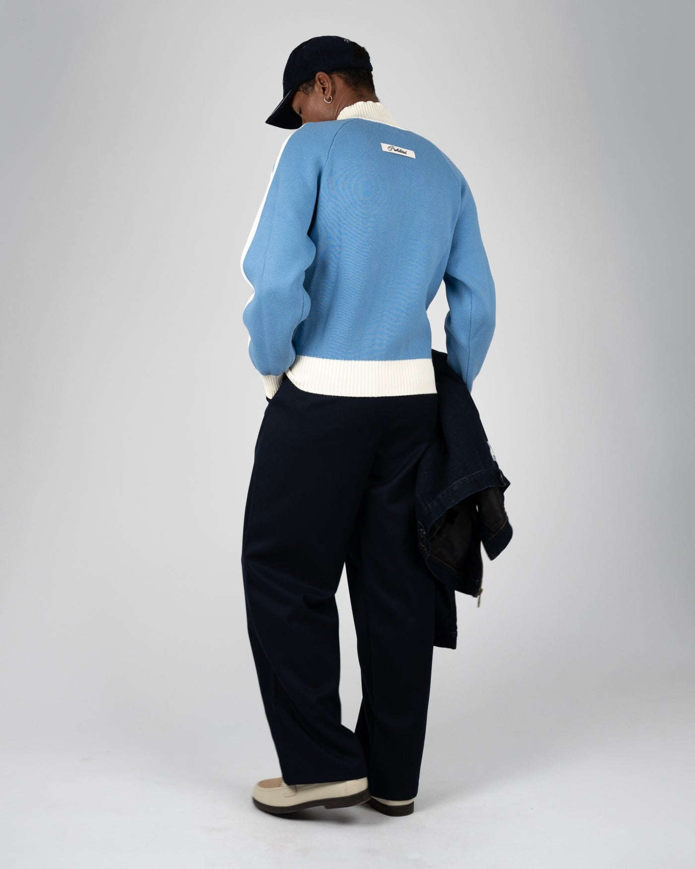 Letterman Knit Jacket | Light Blue