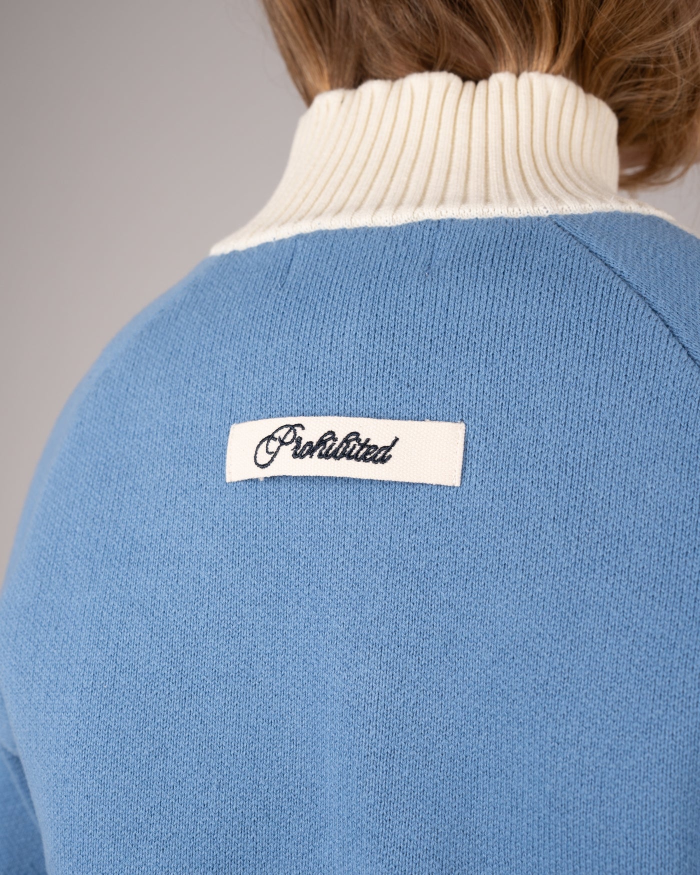 Letterman Knit Jacket | Light Blue