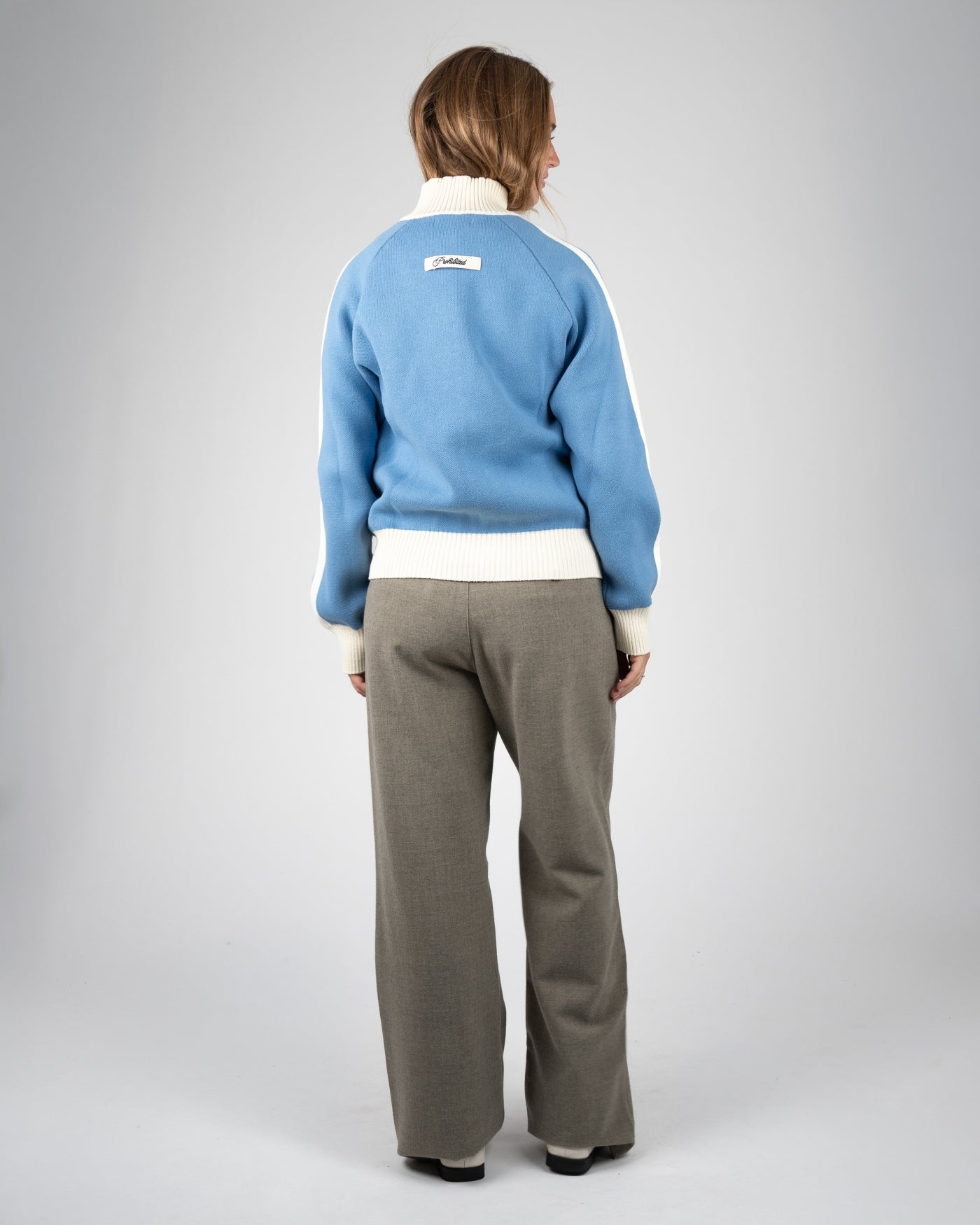 Letterman Knit Jacket | Light Blue