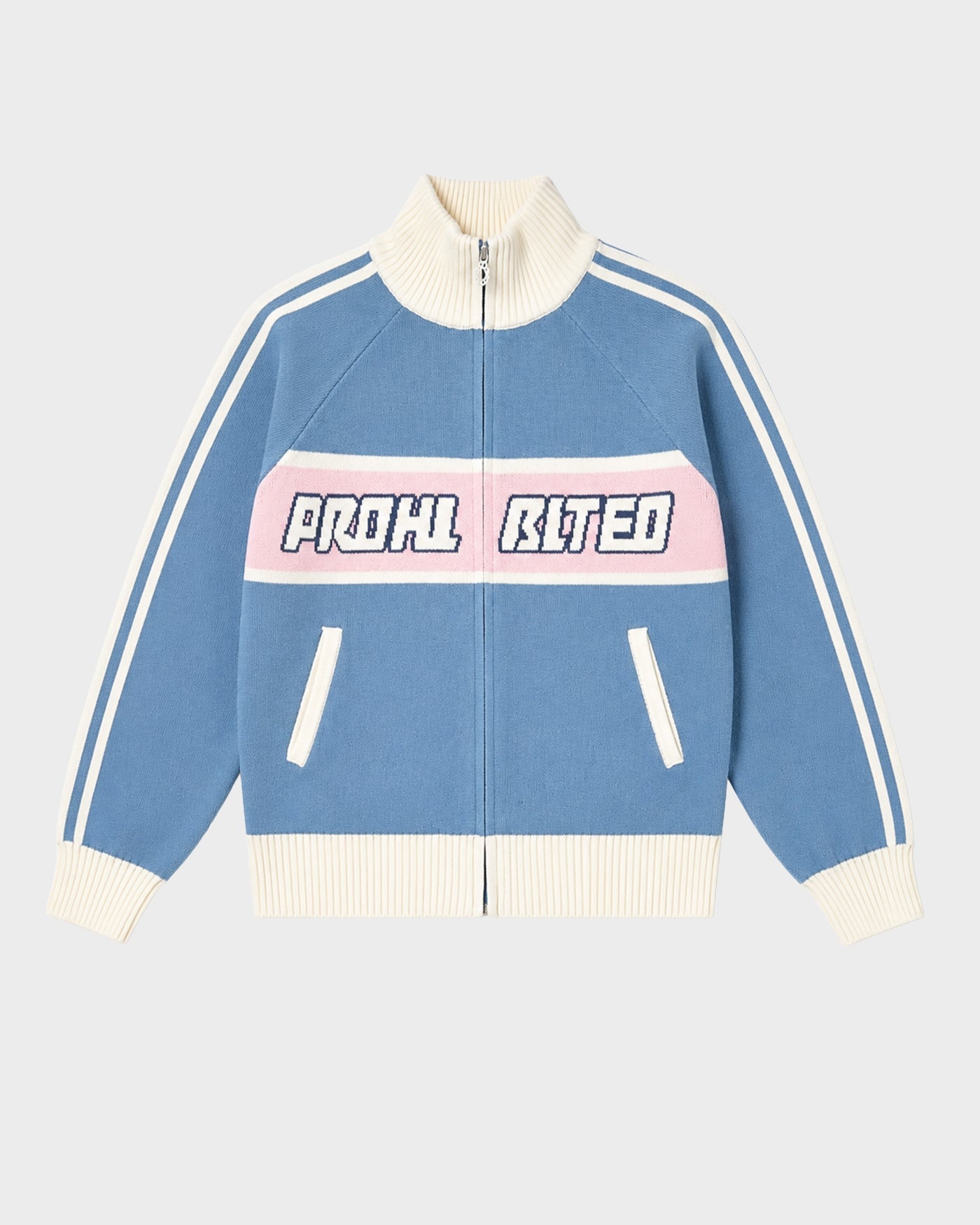 Letterman Knit Jacket | Light Blue