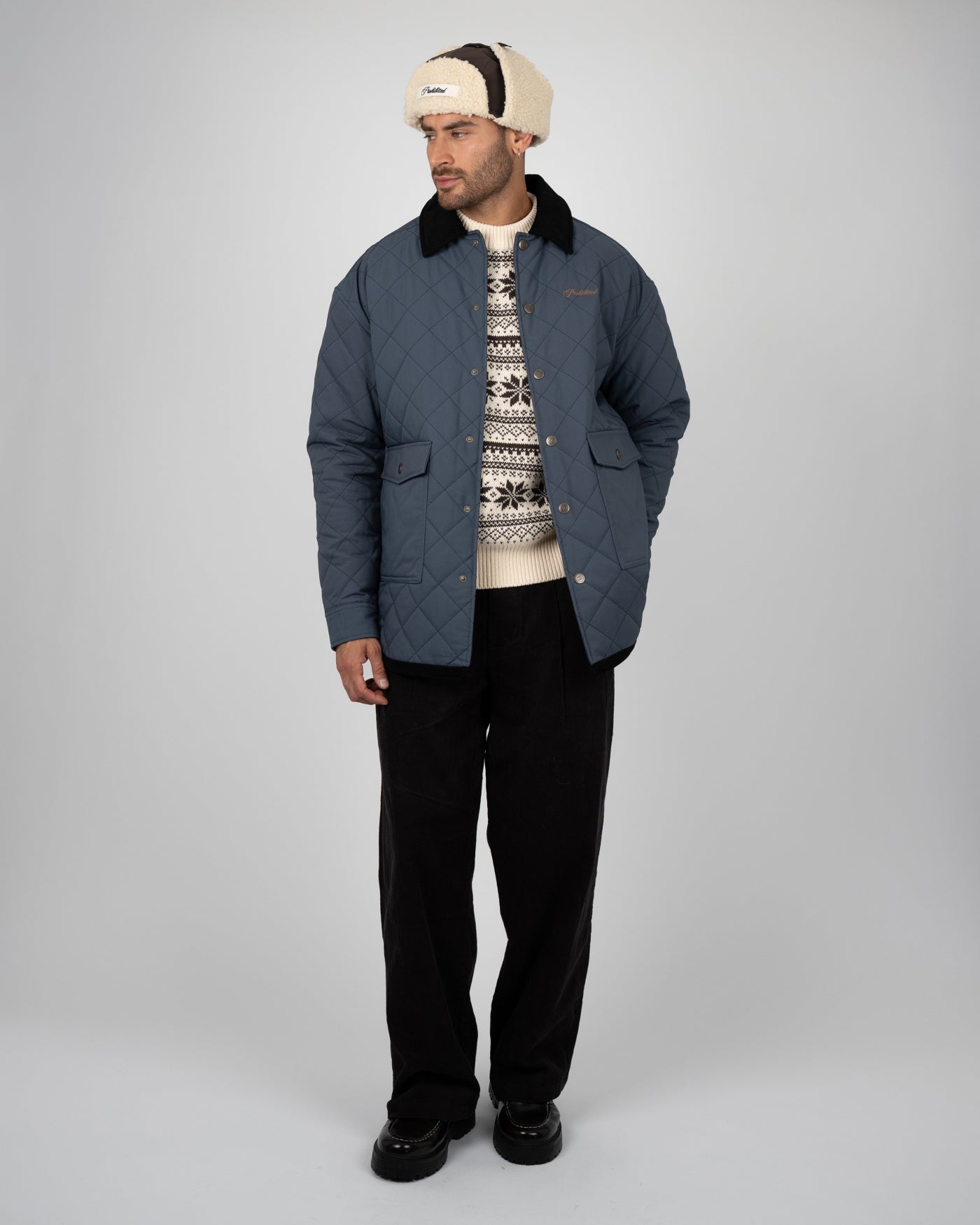 Autumn Field Quilted Jacket | Ash Blue