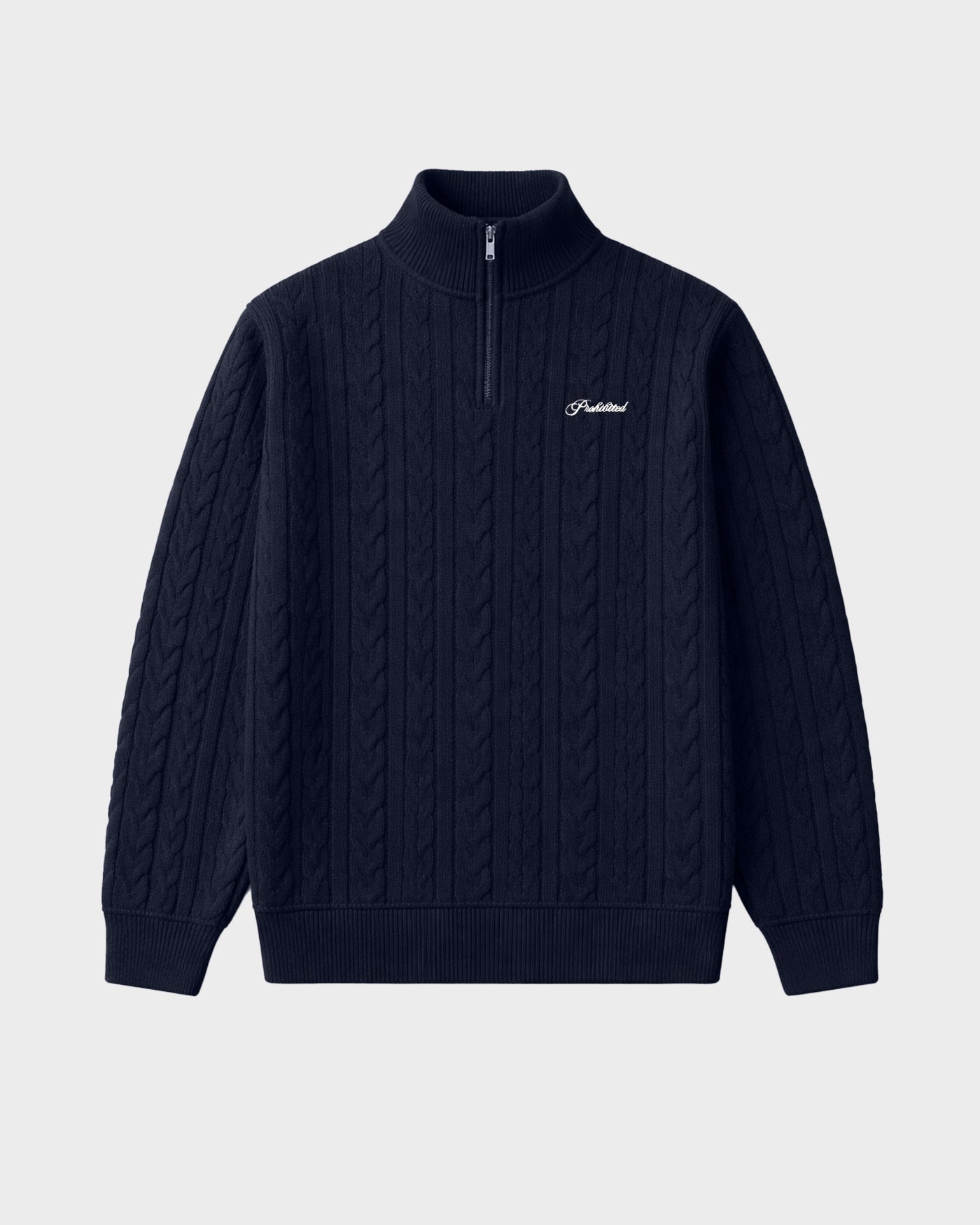 Cable Knit Quarter Zip | Navy