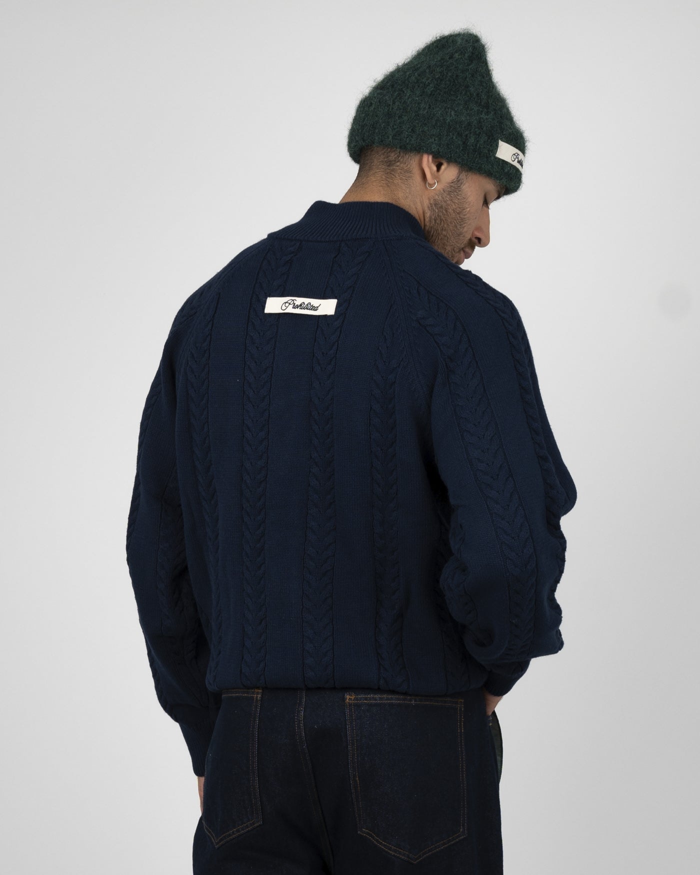 Cable Knit Quarter Zip | Navy