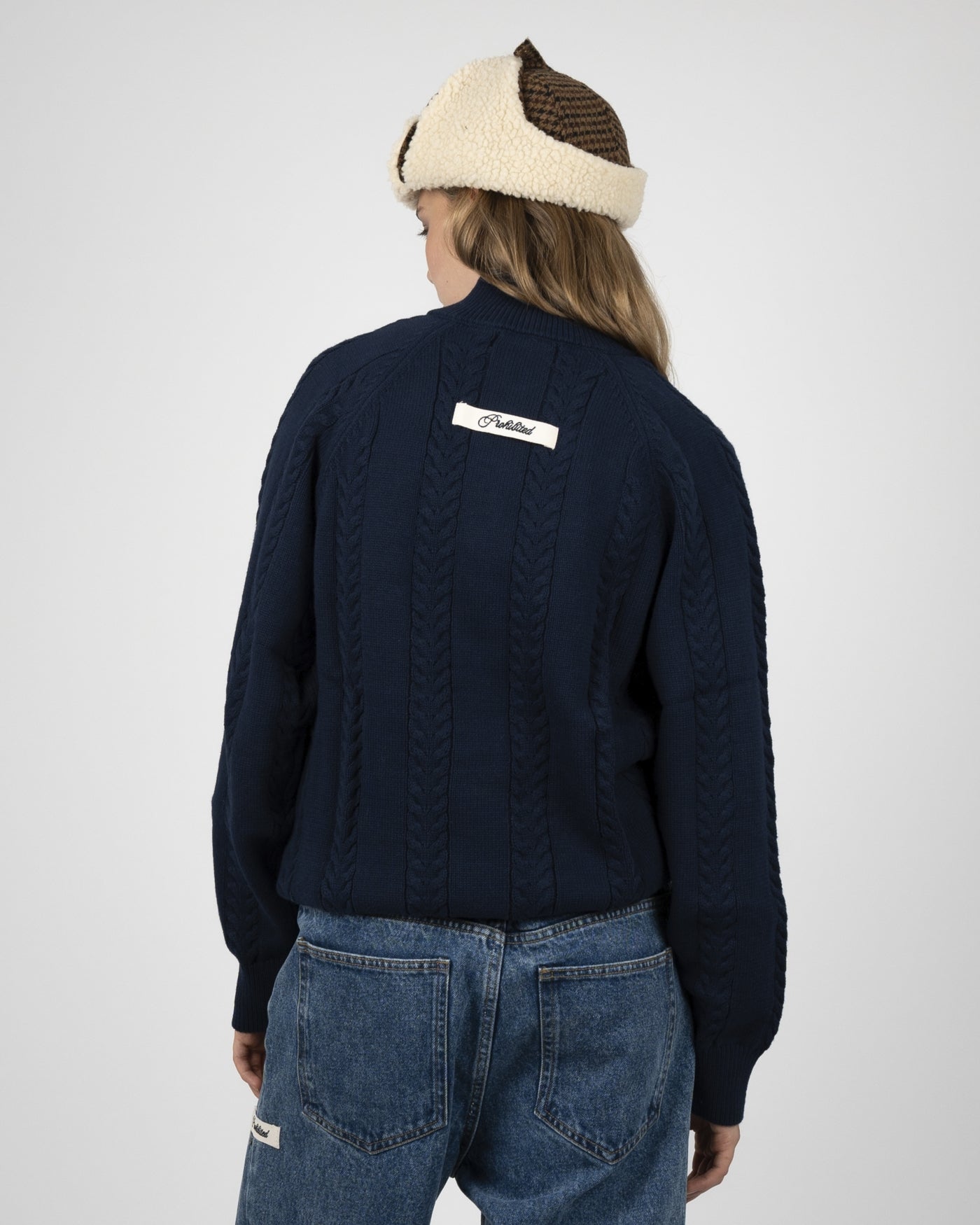 Cable Knit Quarter Zip | Navy