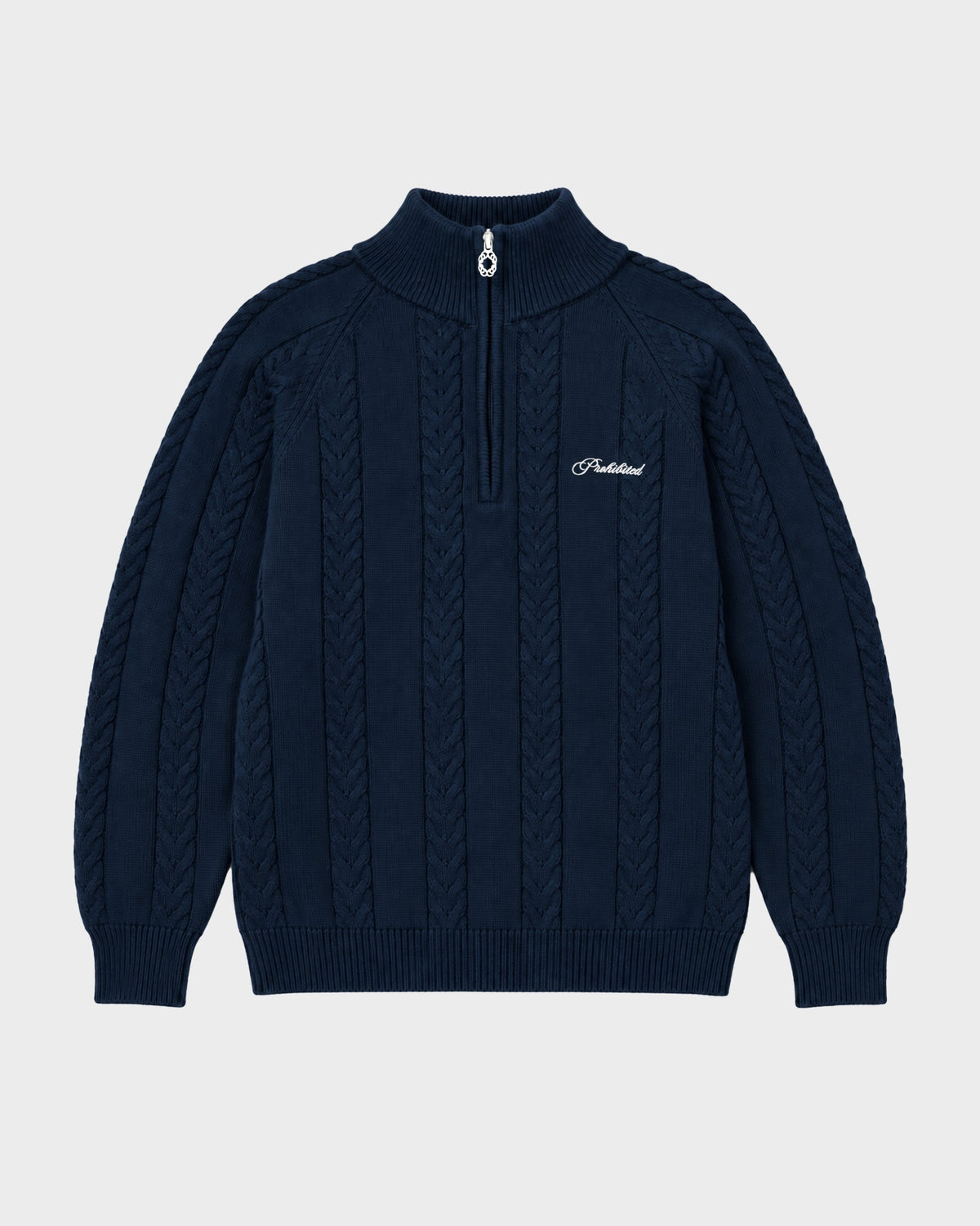 Cable Knit Quarter Zip | Navy