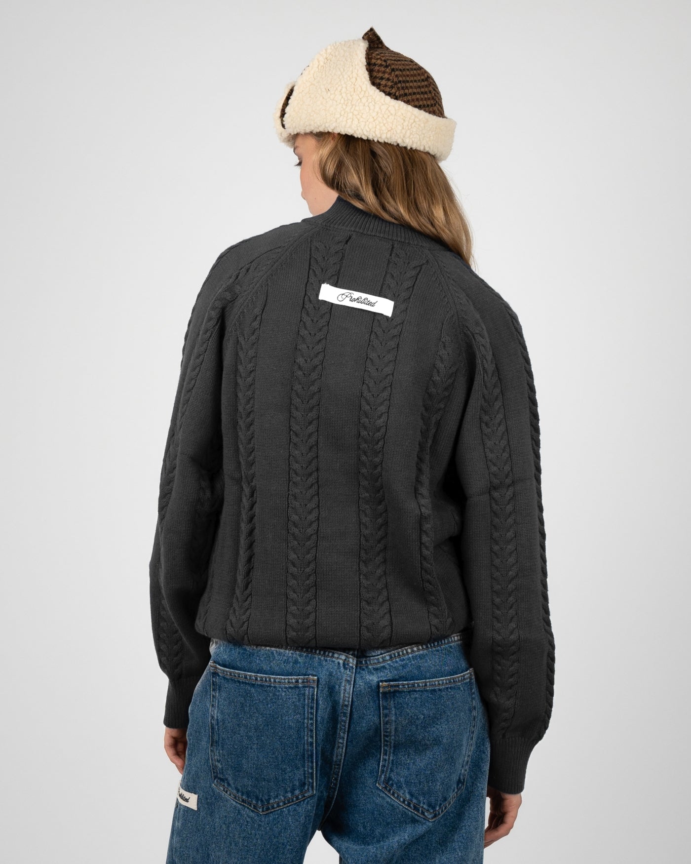 Cable Knit Quarter Zip | Dark Grey