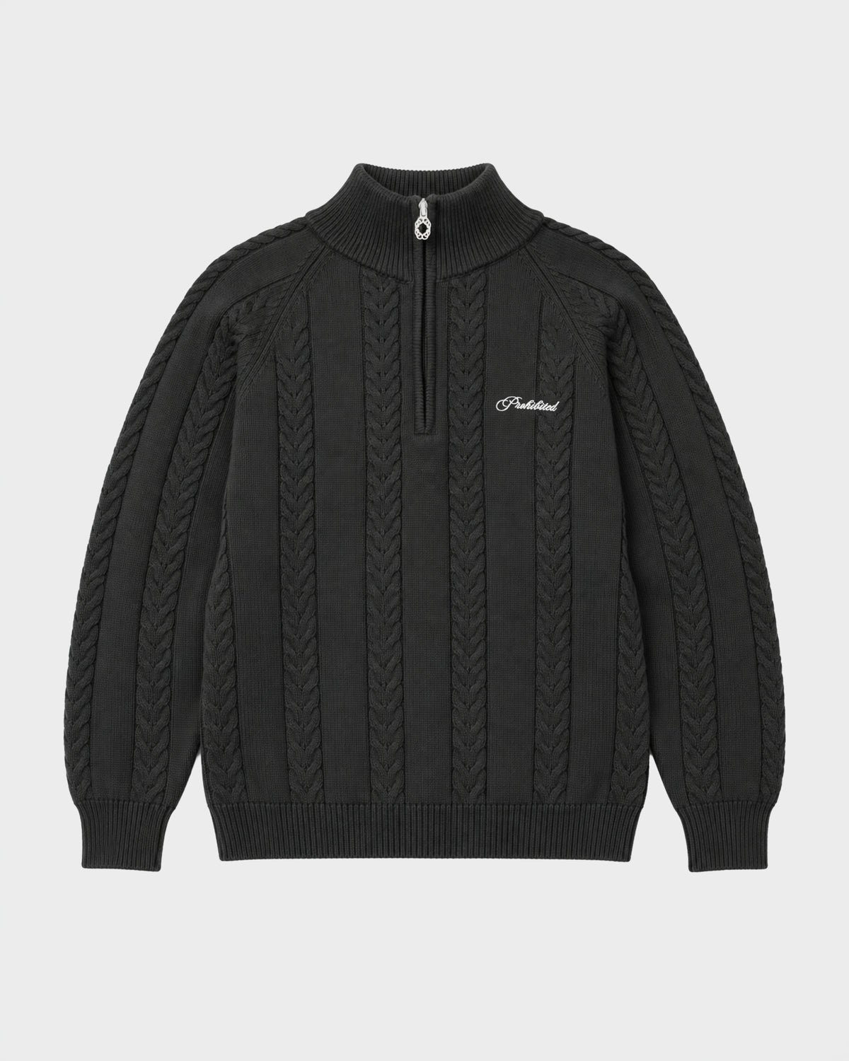 Cable Knit Quarter Zip | Dark Grey
