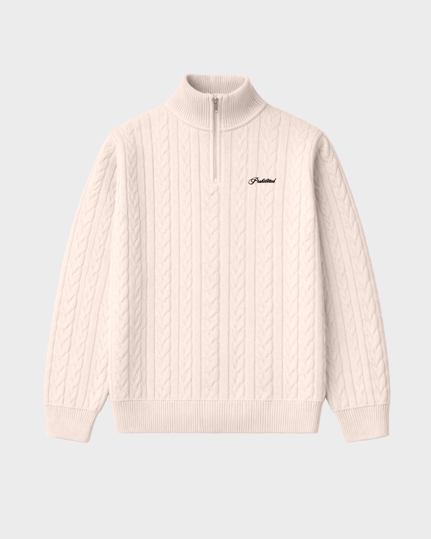 Cable Knit Quarter Zip | Cream