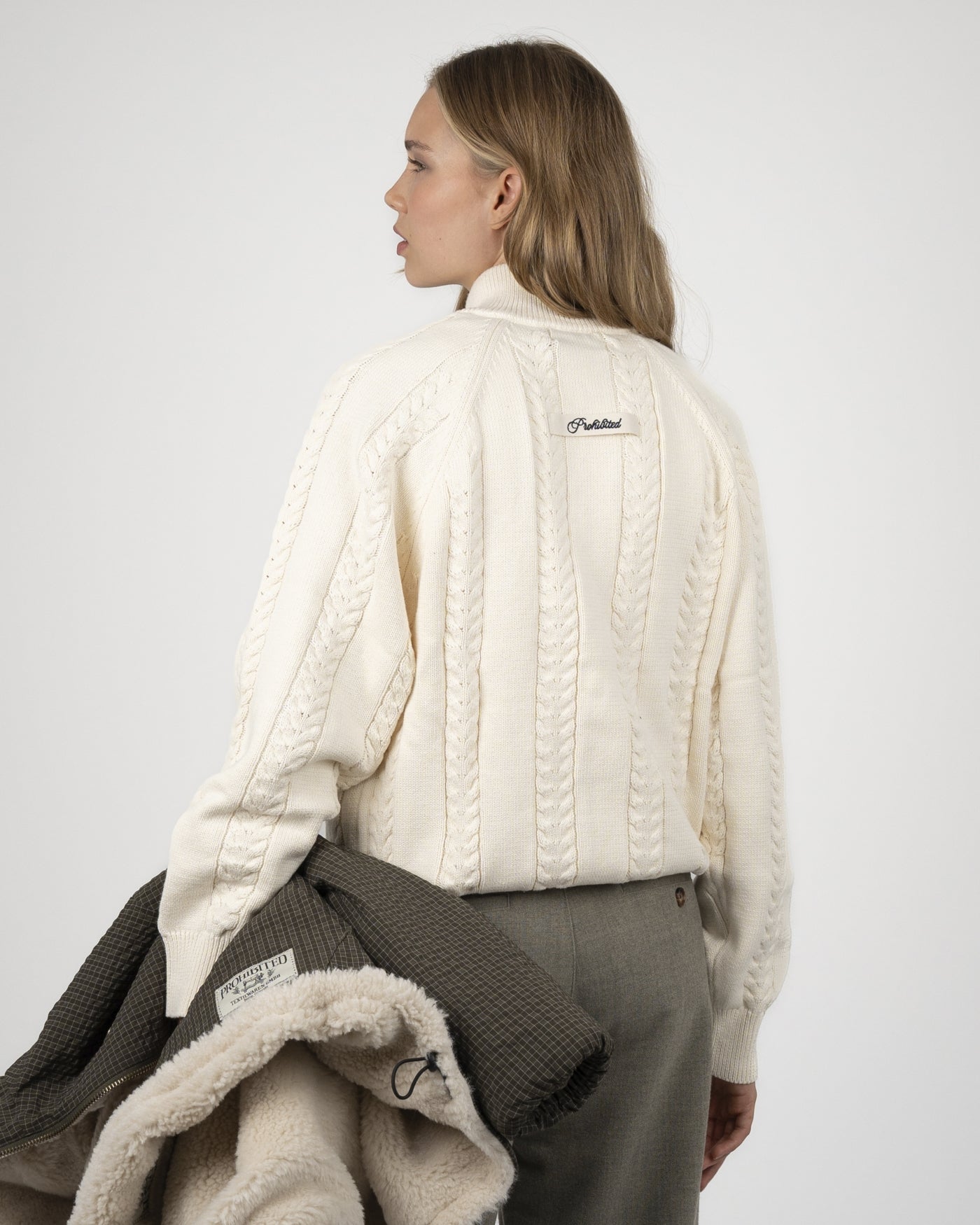 Cable Knit Quarter Zip | Cream
