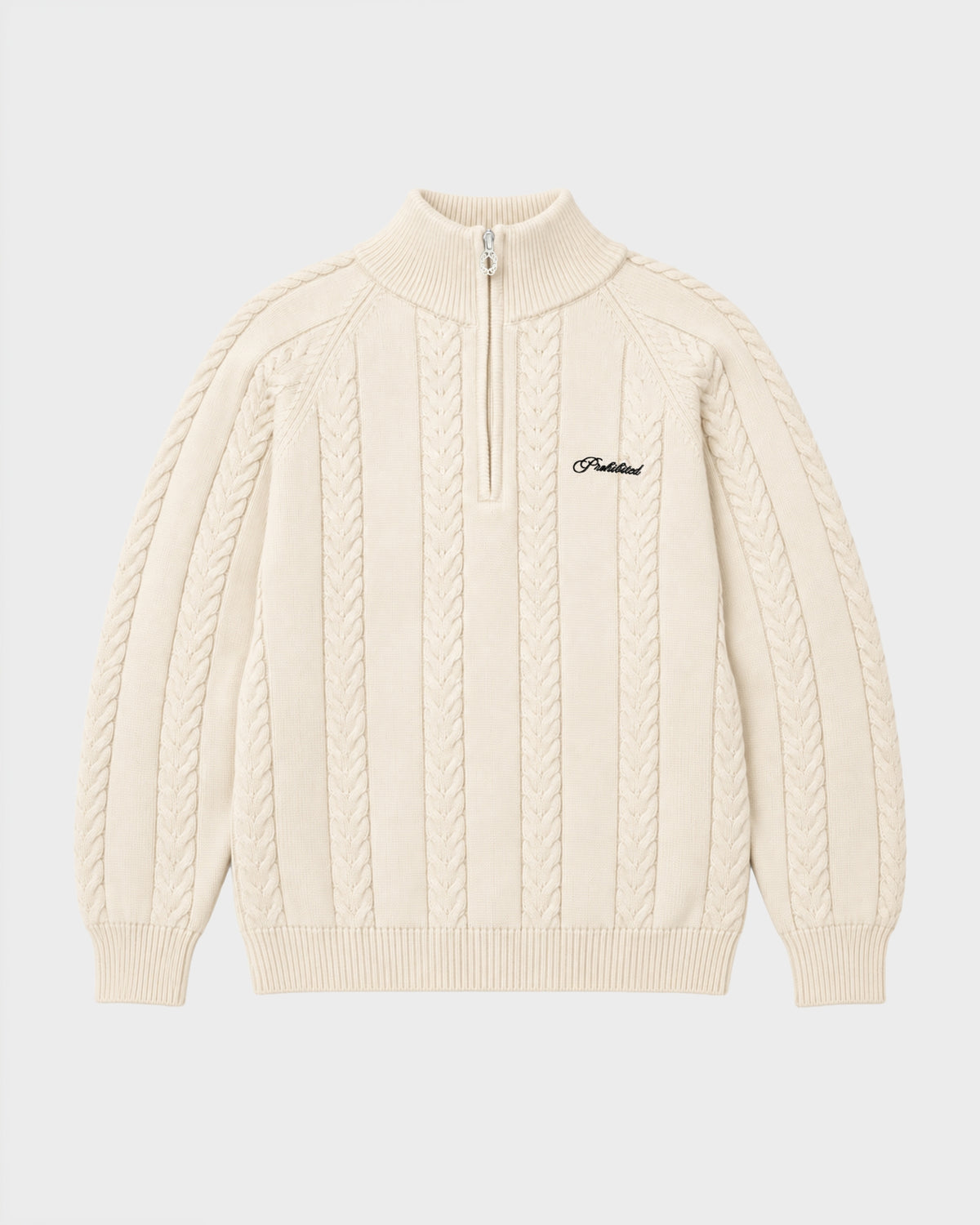 Cable Knit Quarter Zip | Cream