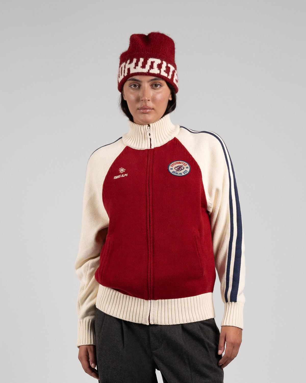 Swiss Alps Knit Jacket | Red
