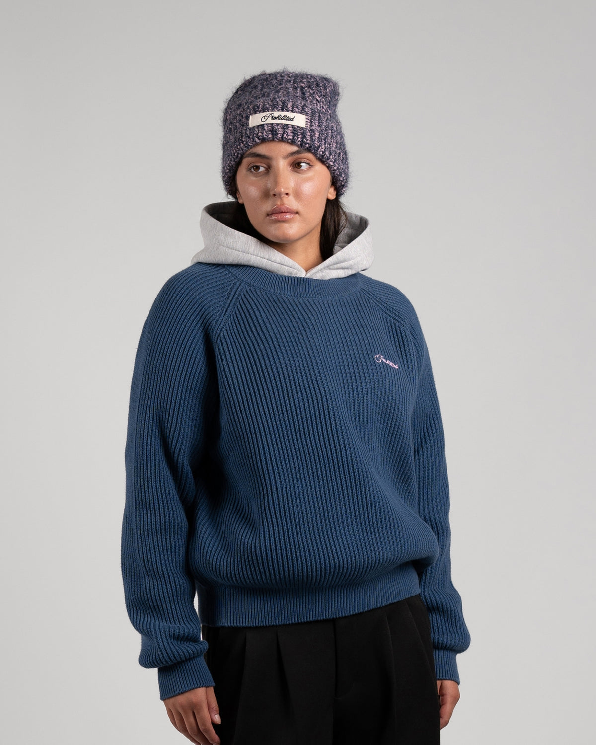 Winter Knit Beanie | Rose/Blue