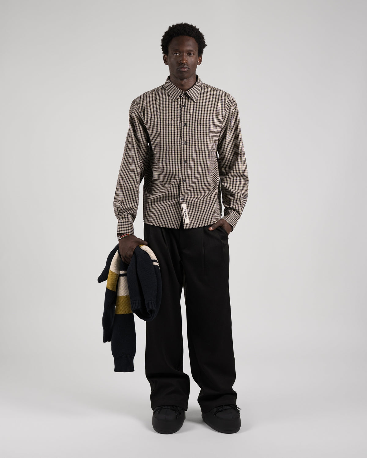 Alpine Checkered Dress Shirt | Black/Off-White