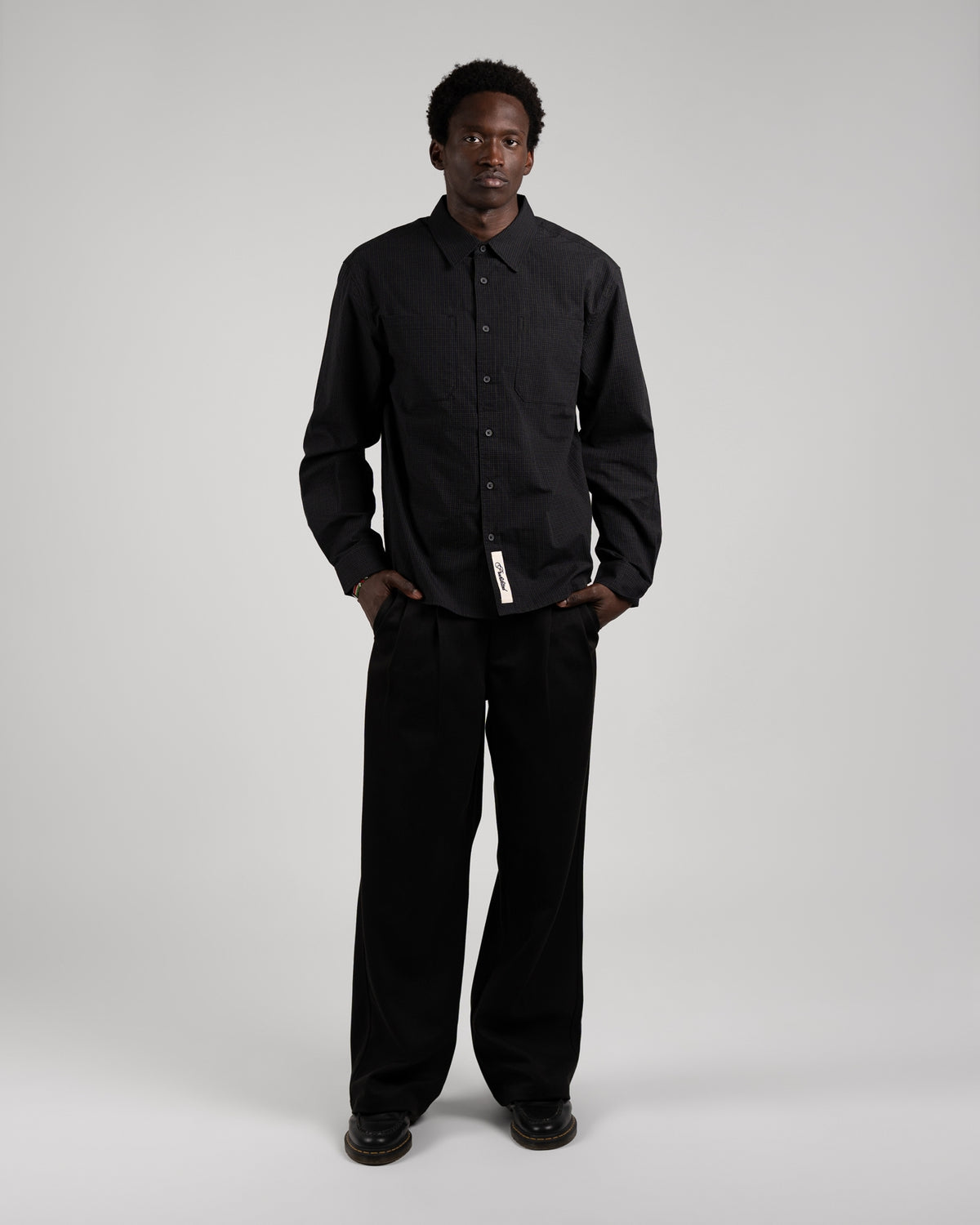 Alpine Checkered Dress Shirt | Black/Dark Blue