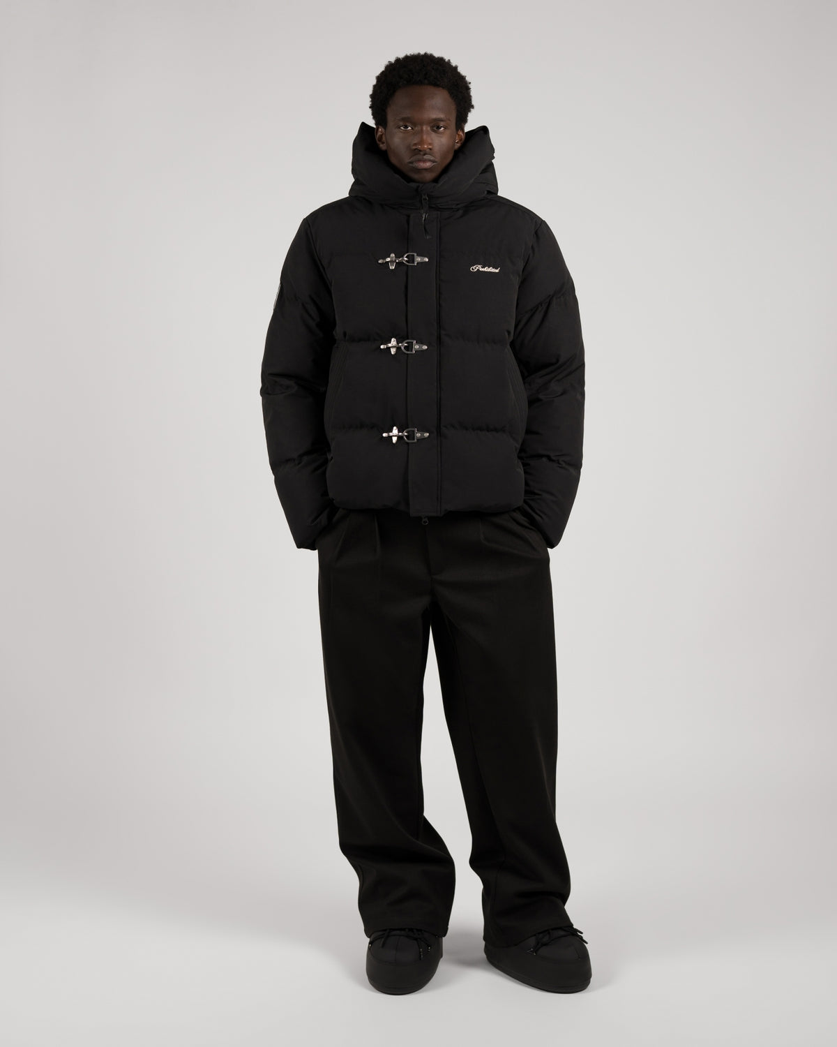 Buckle Puffer Jacket | Black