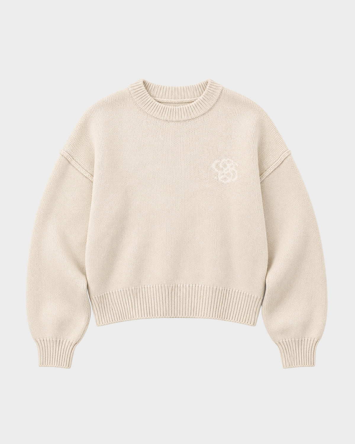 Throwback Double P Knit Sweater | Cream
