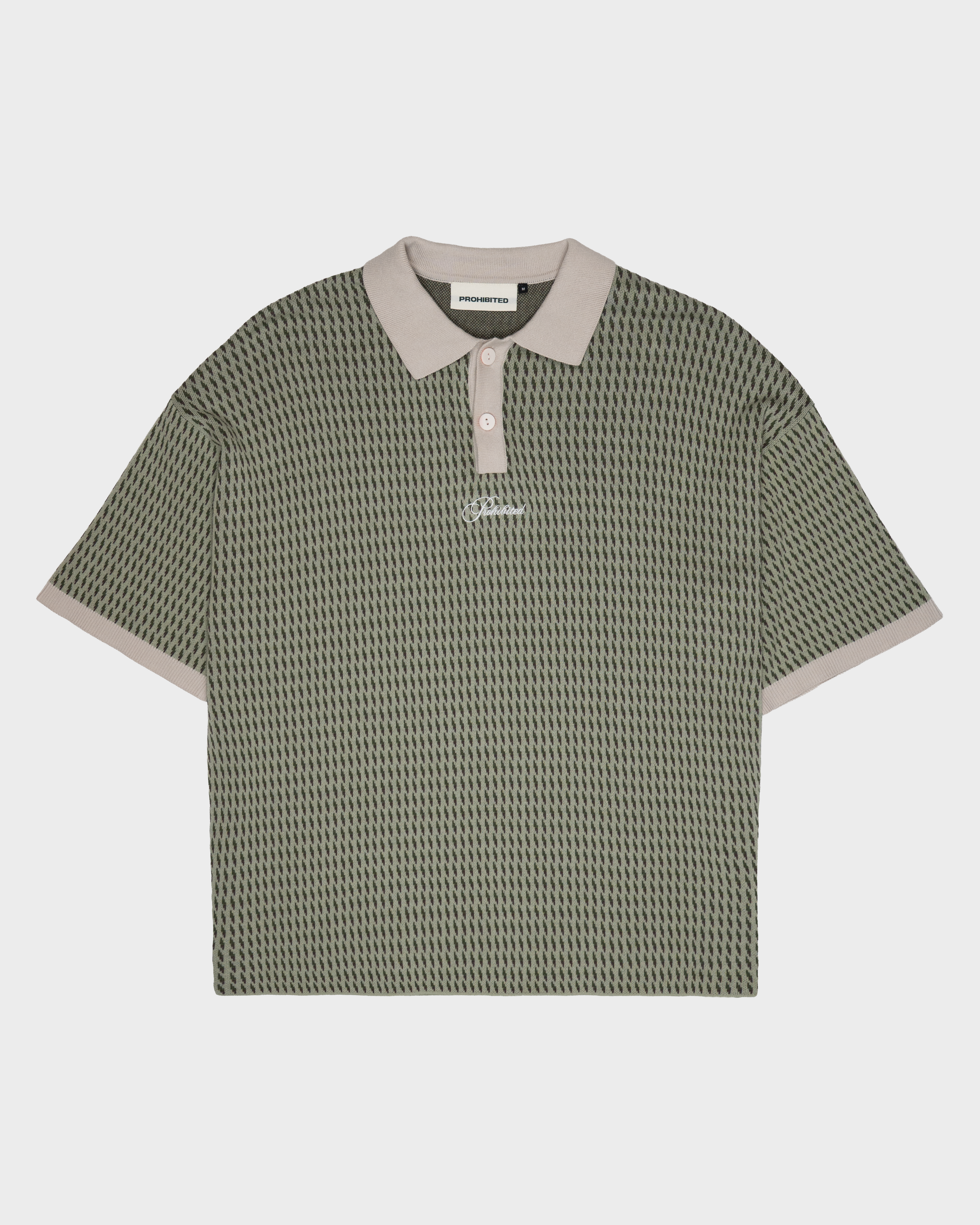 Abstract Knitted Polo Green
