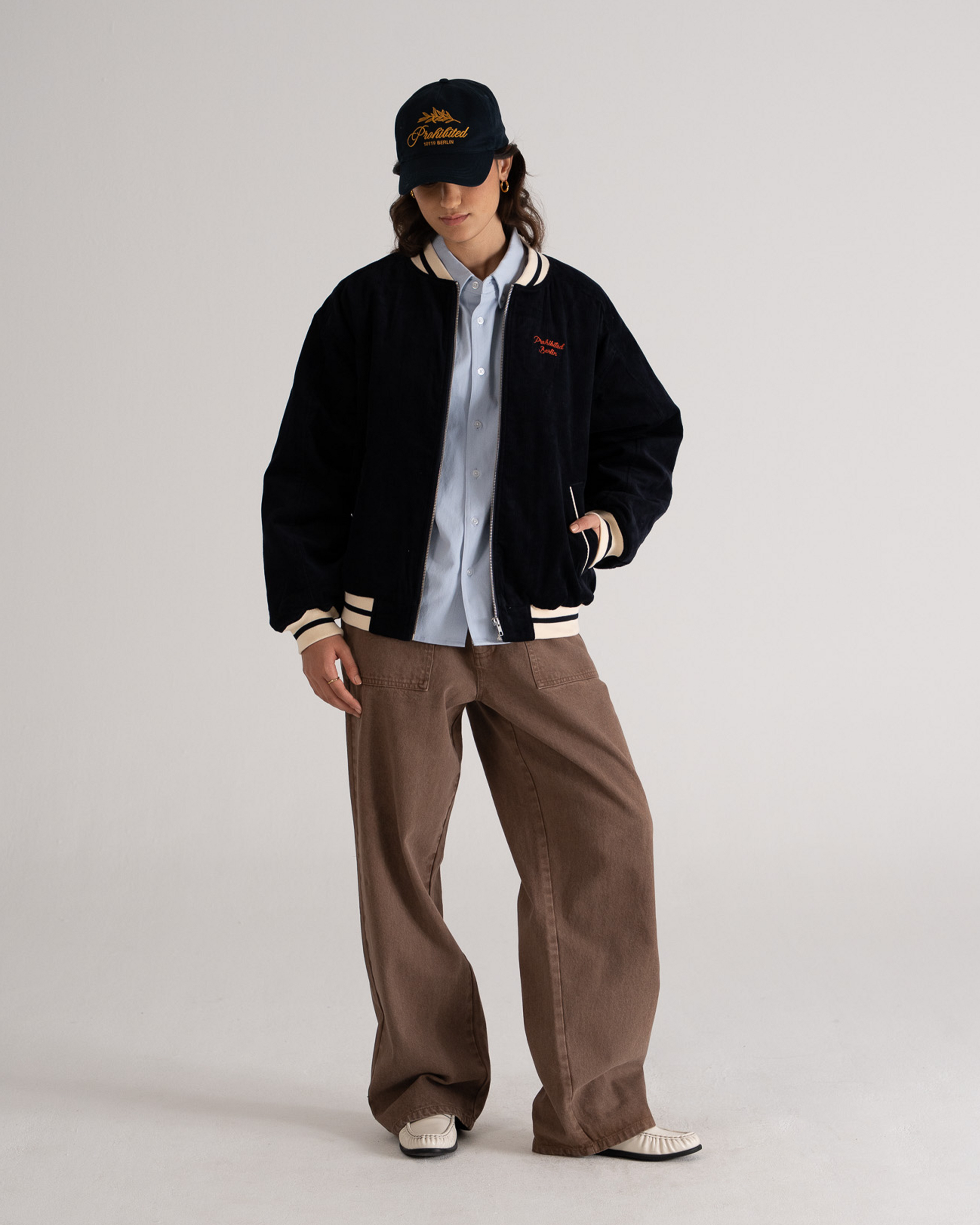 Bloom Corduroy  Bomber Jacket Navy