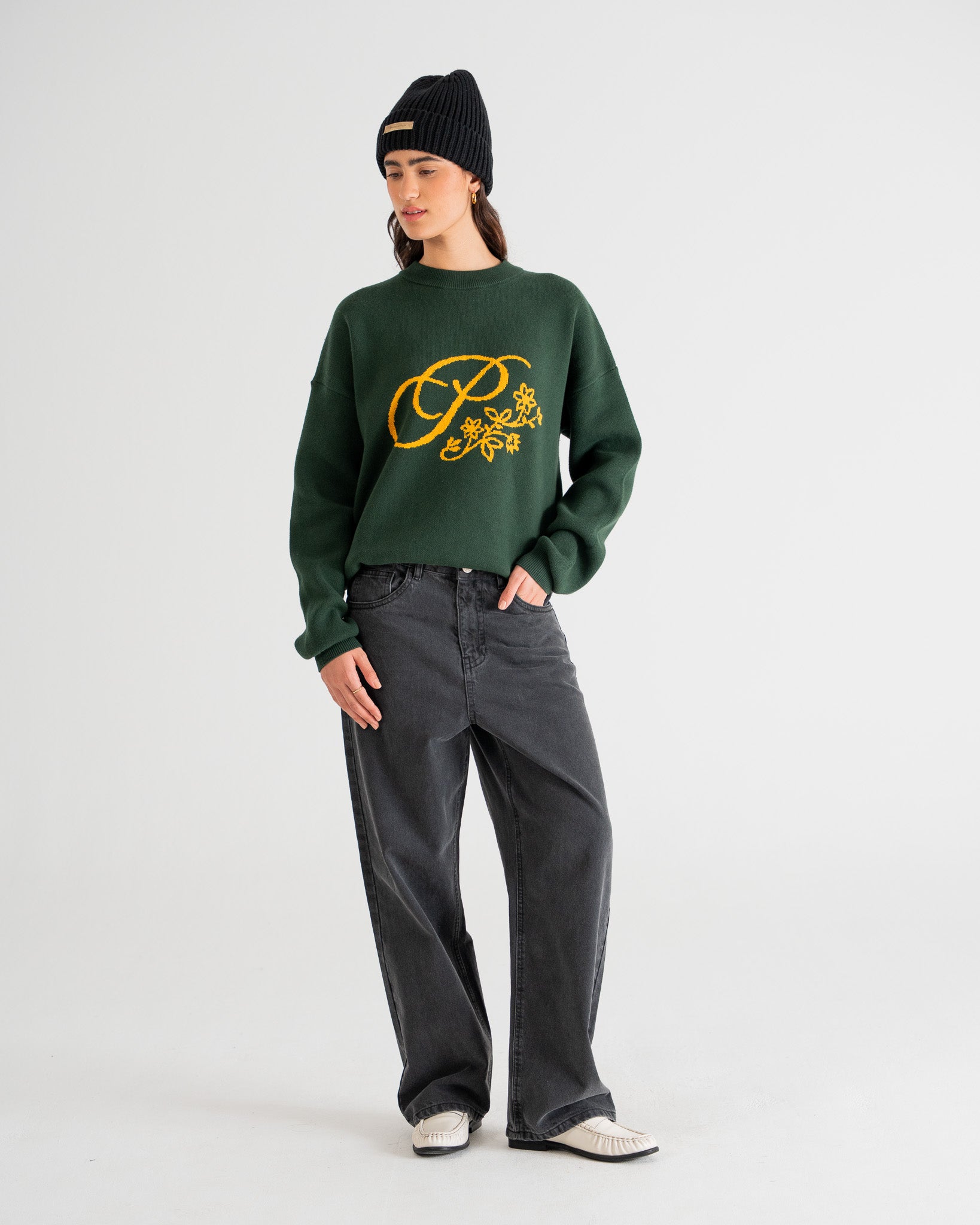 Bloom Knit Sweater Dark Green