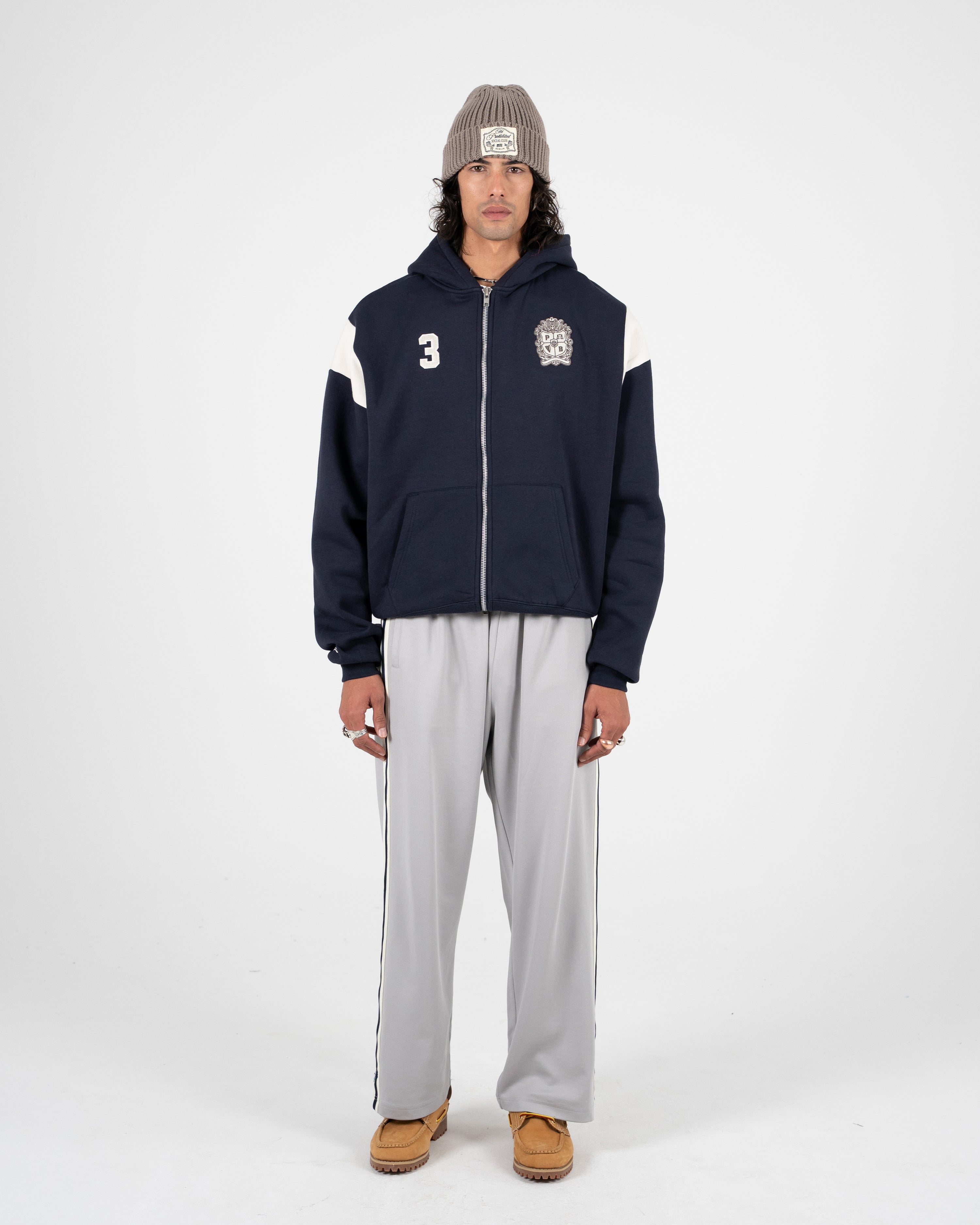 Club Member Contrast Zip-Hoodie Navy
